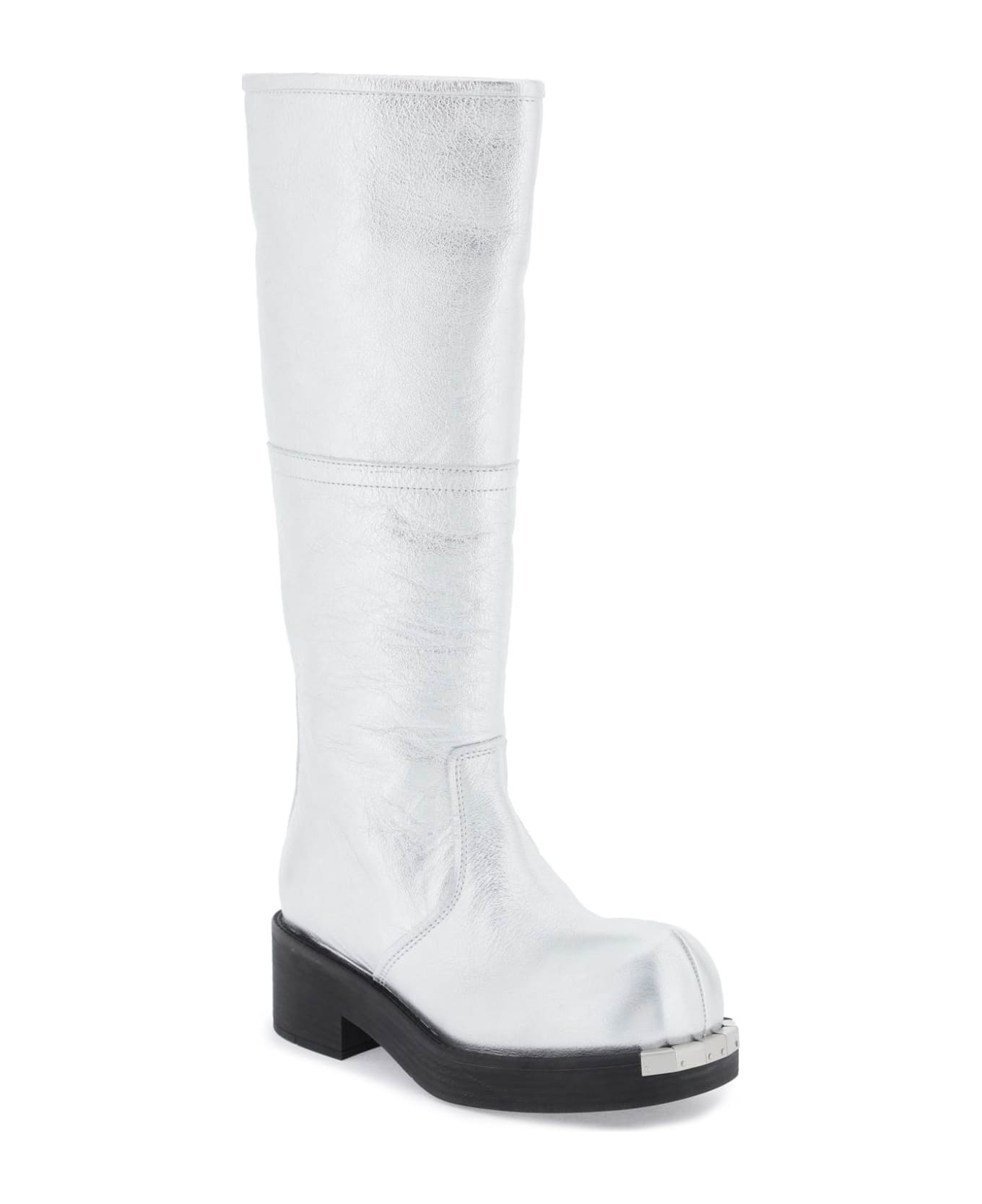 MM6 Maison Margiela Laminated Leather Boots - SILVER (Silver)
