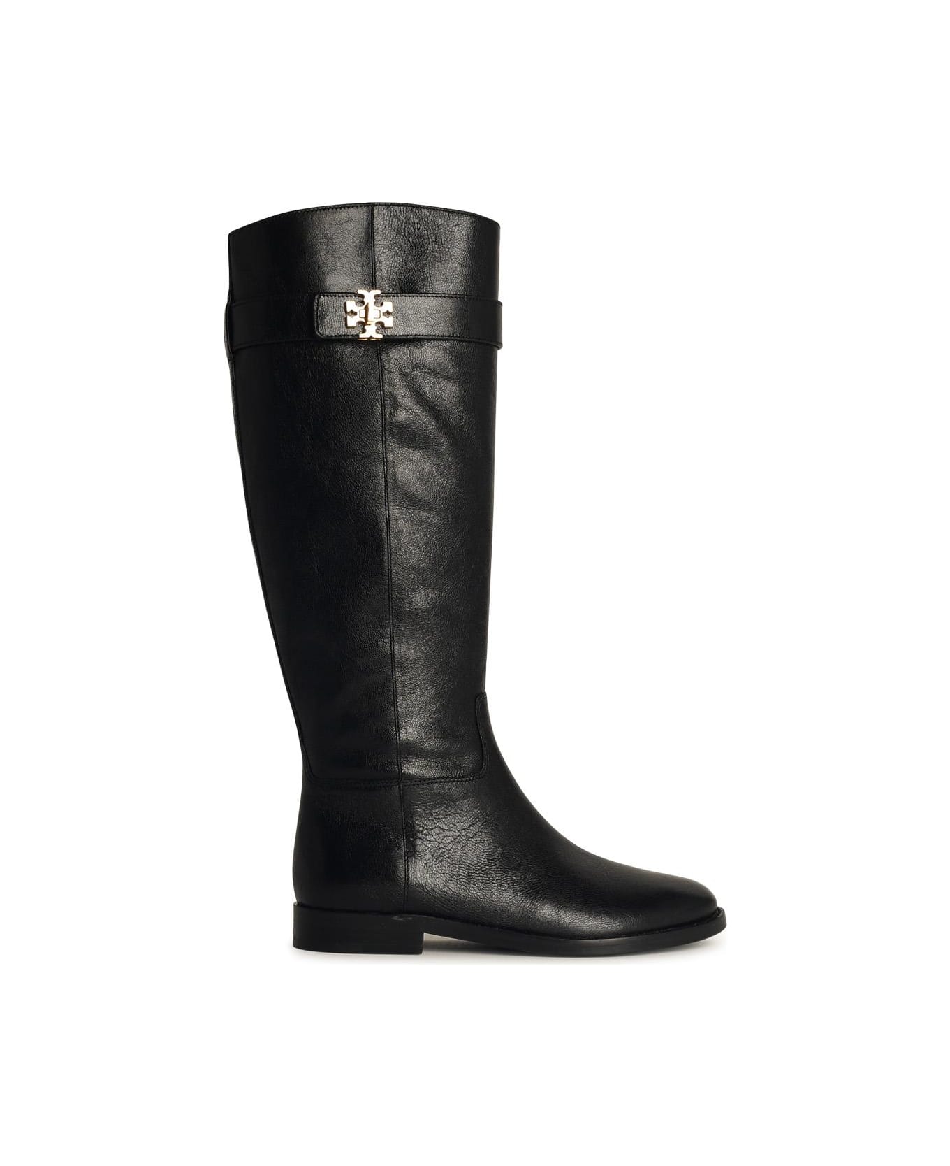 Tory Burch 'lock Ridin' Black Leather Boots - Black