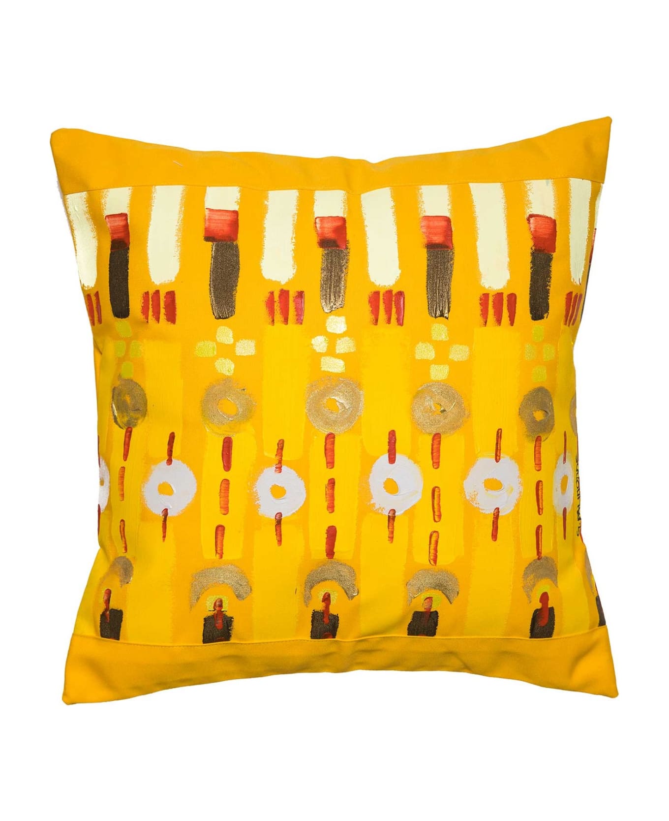 Le Botteghe su Gologone Cotton Hand Painted Indoor Cushion 40x40 cm - Yellow Fantasy