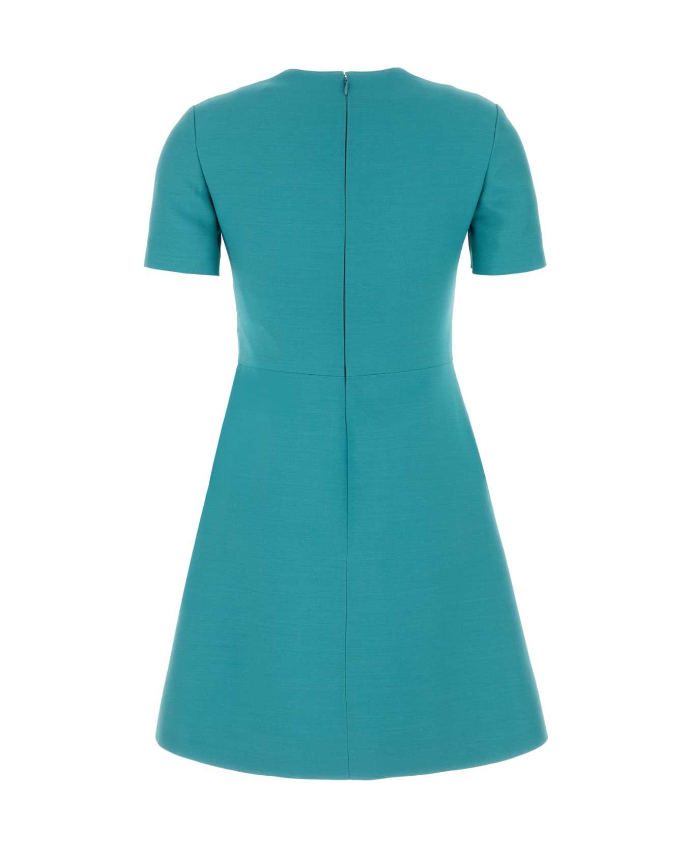 Valentino Garavani Crepe Dress With Embroidery - CELESTIAL BLUE
