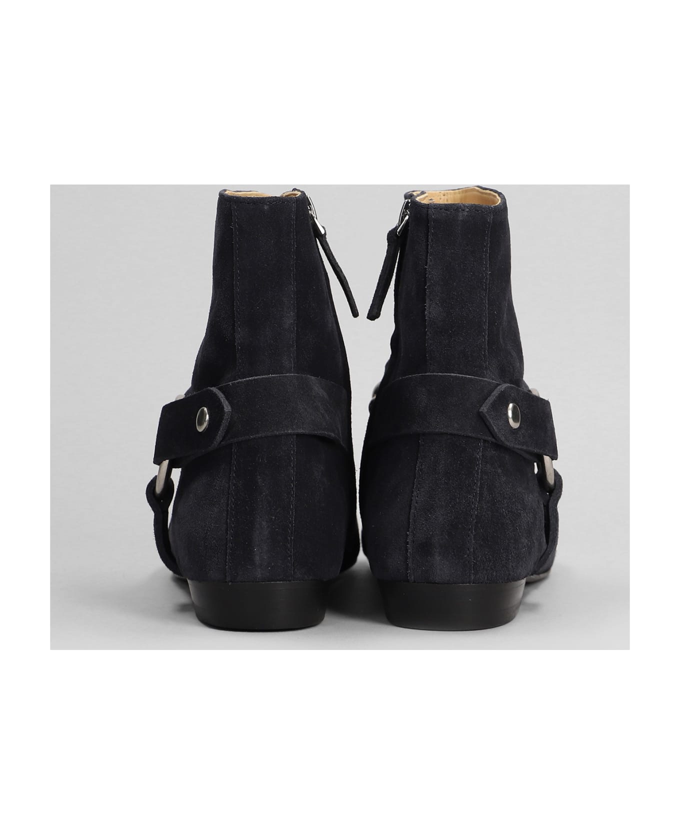 Isabel Marant Siago Low Heels Ankle Boots In Black Suede - black