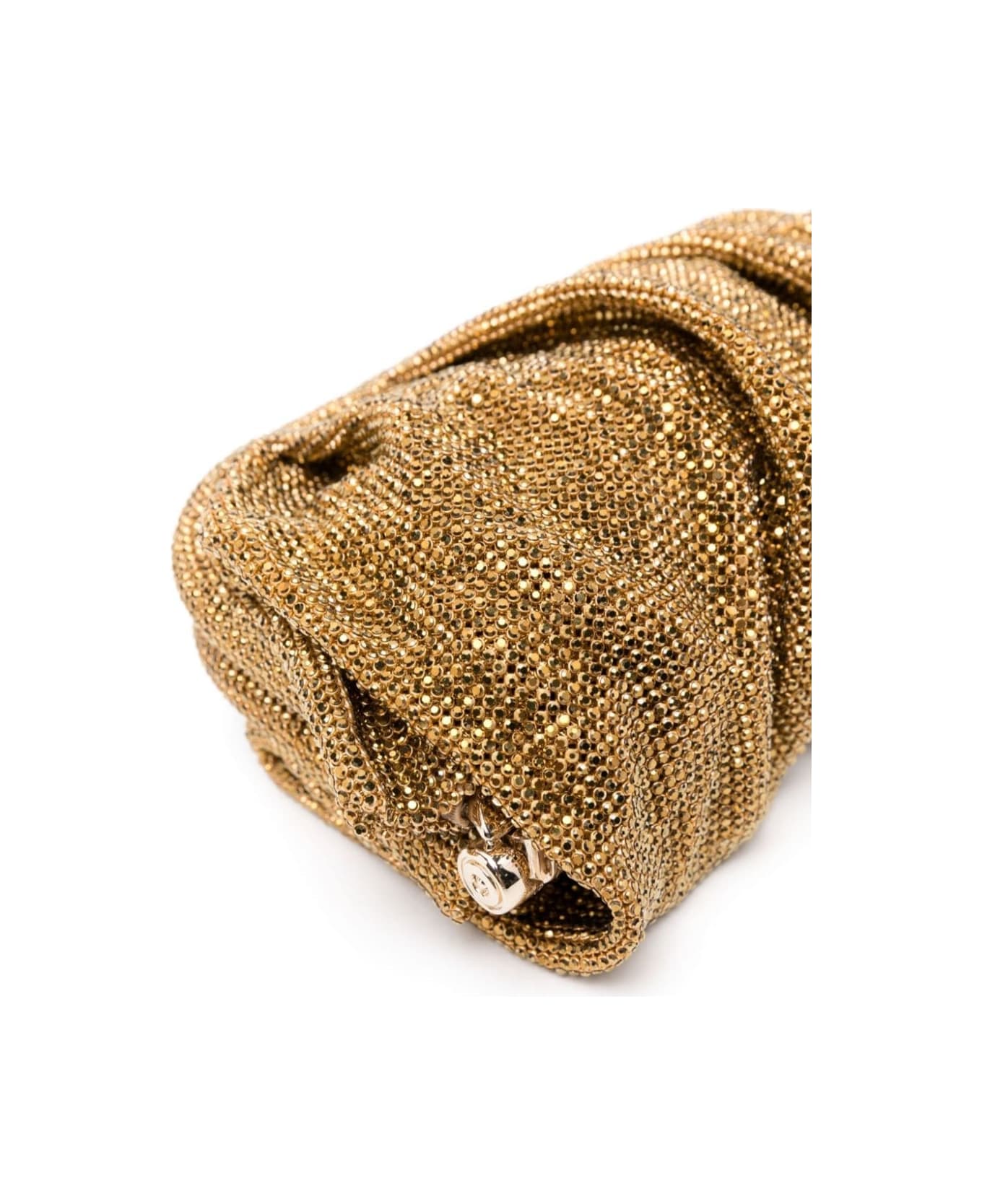 Benedetta Bruzziches 'venus La Petite' Gold Clutch Bag In Fabric With Allover Crystals Woman - Metallic
