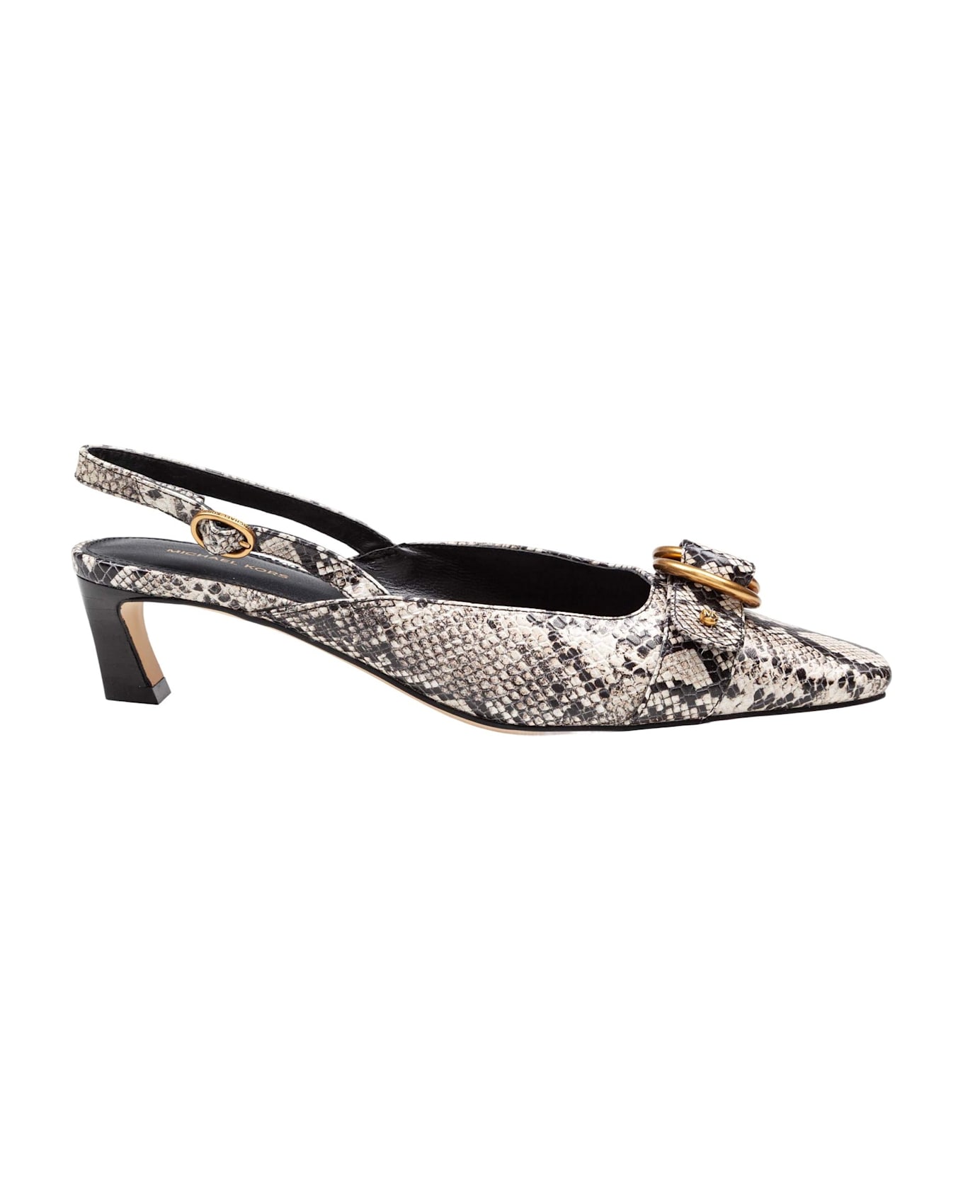 Michael Kors Jaden Kitten Slingbacks In Python-effect Leather - Natural
