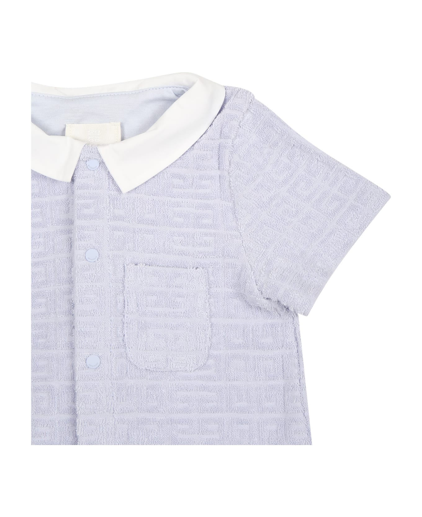 Givenchy Sky Blue Romper For Baby Boy With Logo - Light Blue
