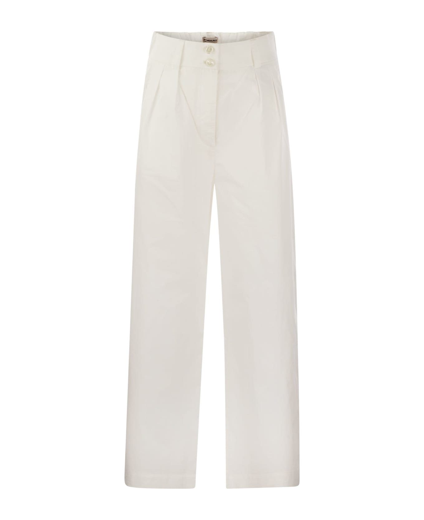 Woolrich Cotton Pleated Trousers - Bianco ボトムス