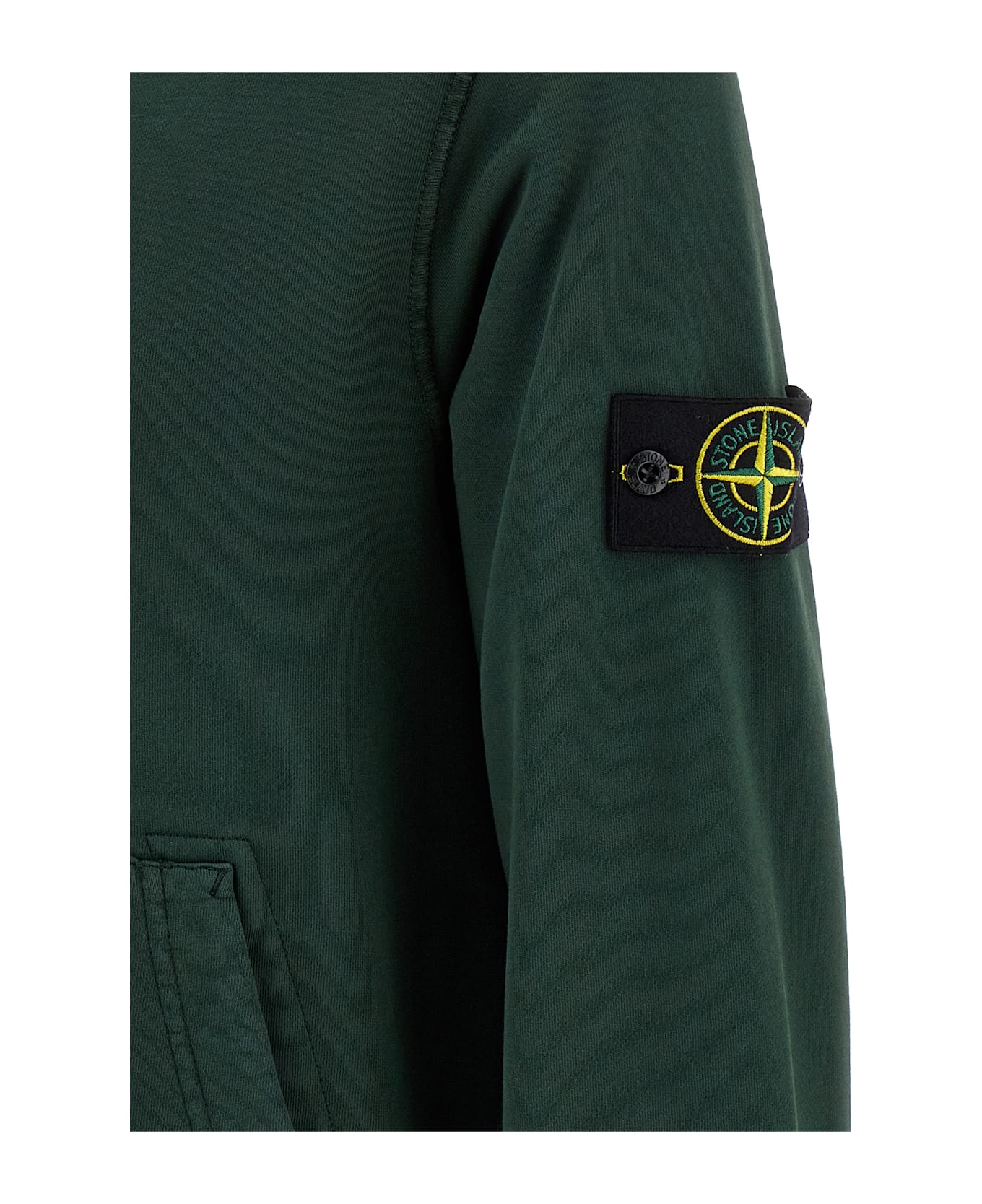 Stone Island Logo Badge Hoodie - Green