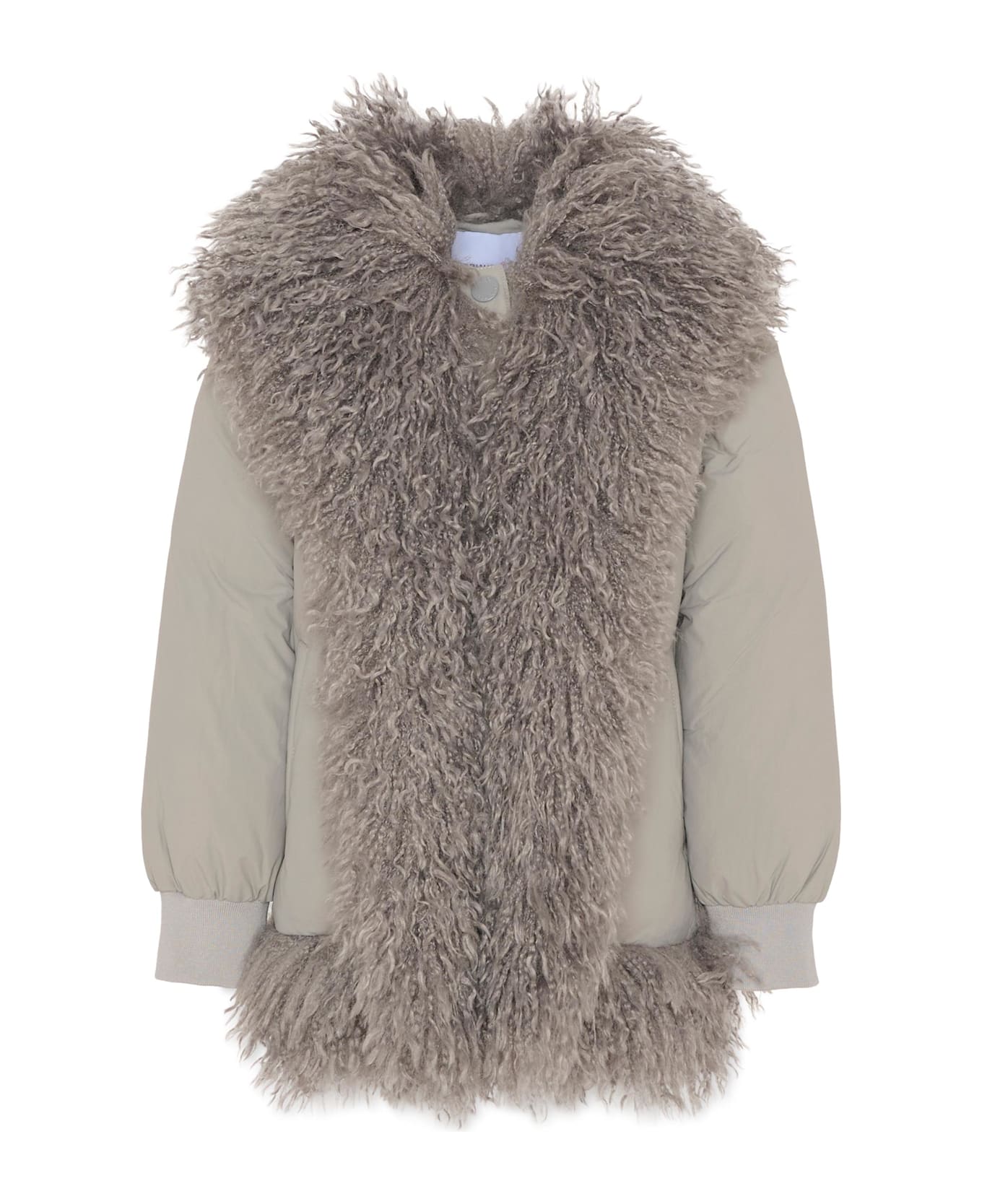 Pinko Grey Faux Fur Coat For Girl - Grey