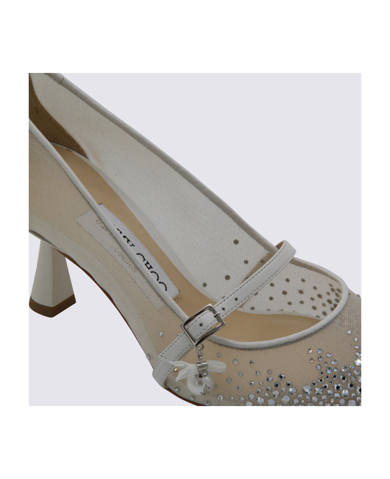Jimmy Choo White Aren Pumps - WHITE/CRYSTAL