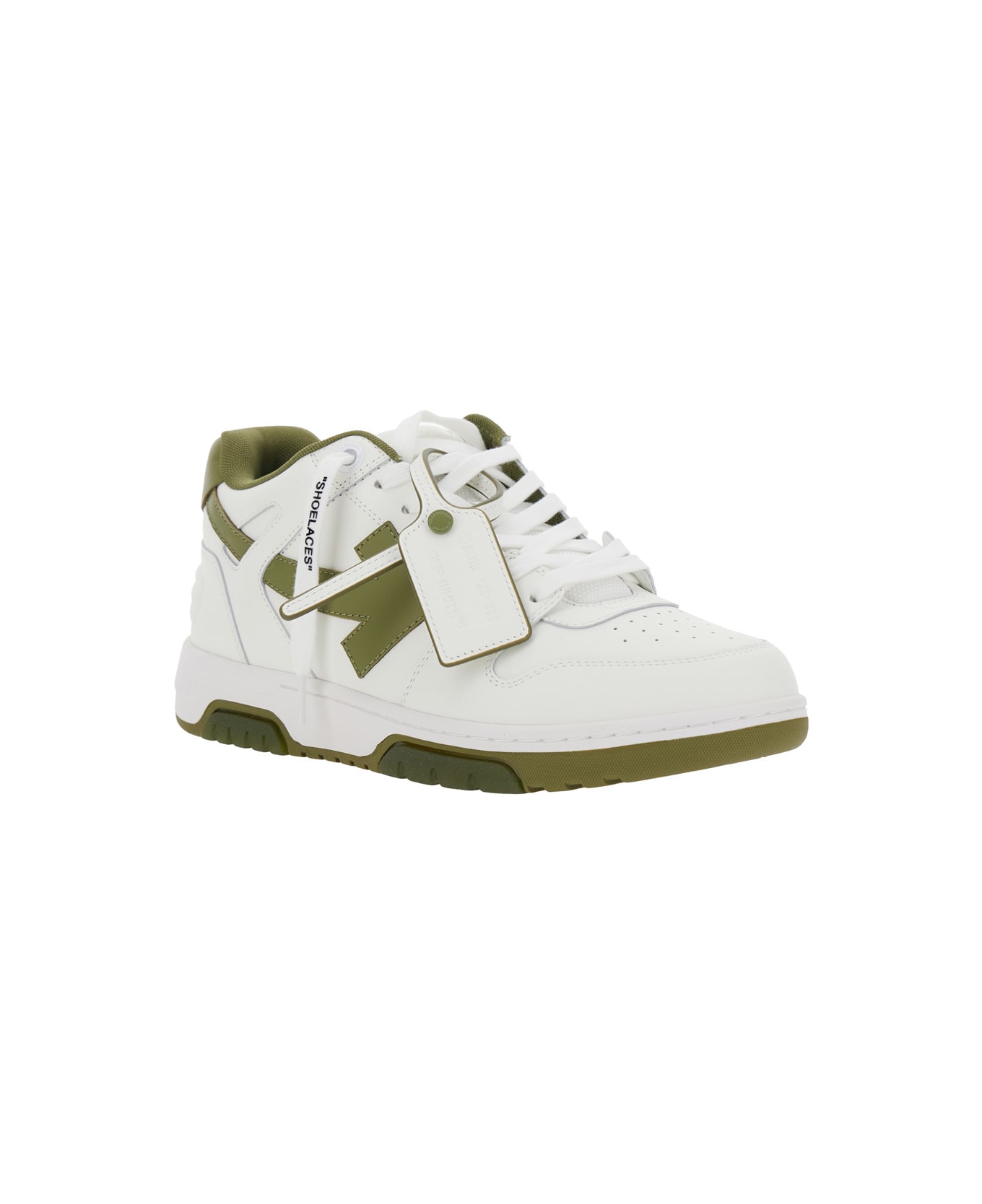 Off-White 'out Of Office' White Low Top Sneakers With Arrow Motif And Zip-tie Tag In Leather Man - White