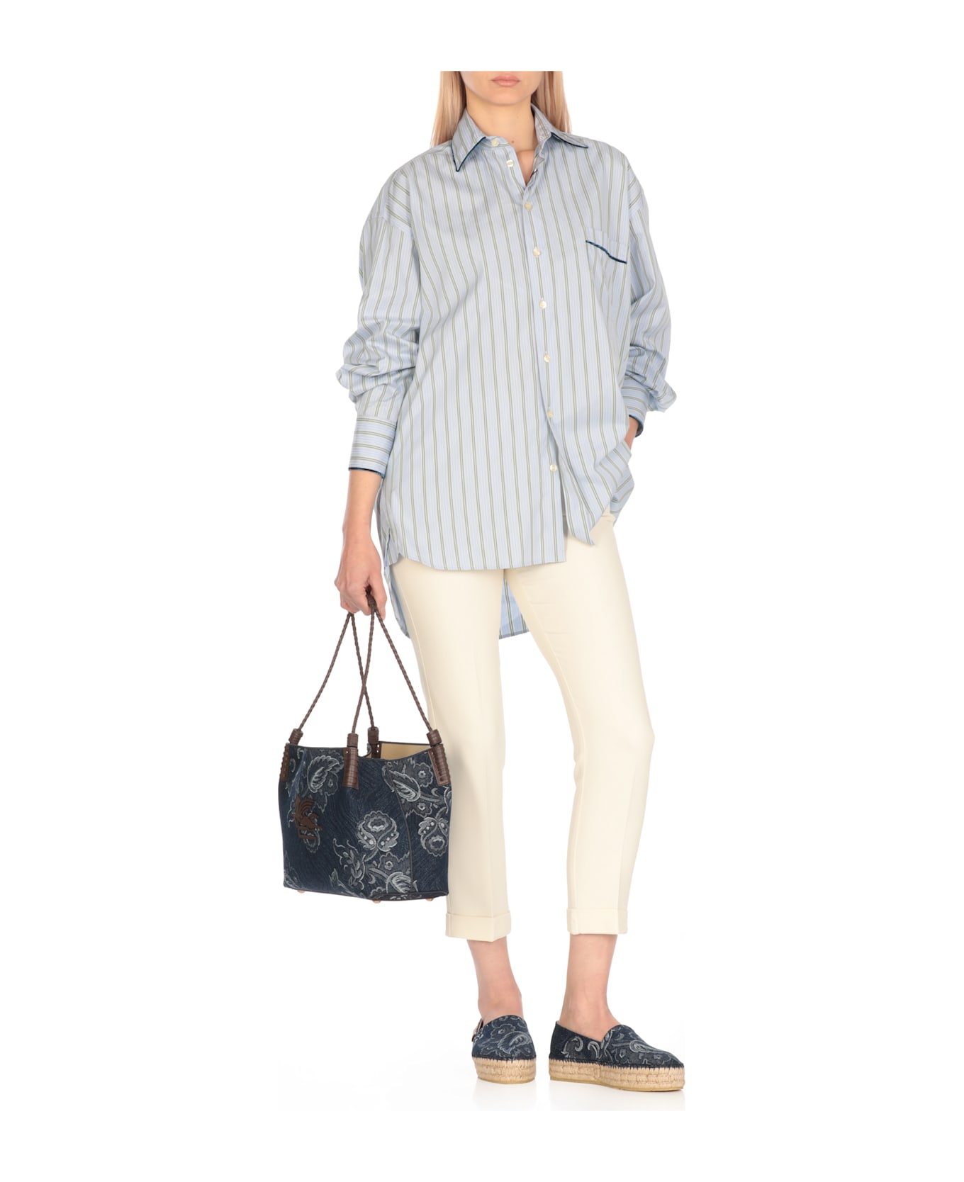 Etro Libra Media Denim Jacquard Bag - Blue