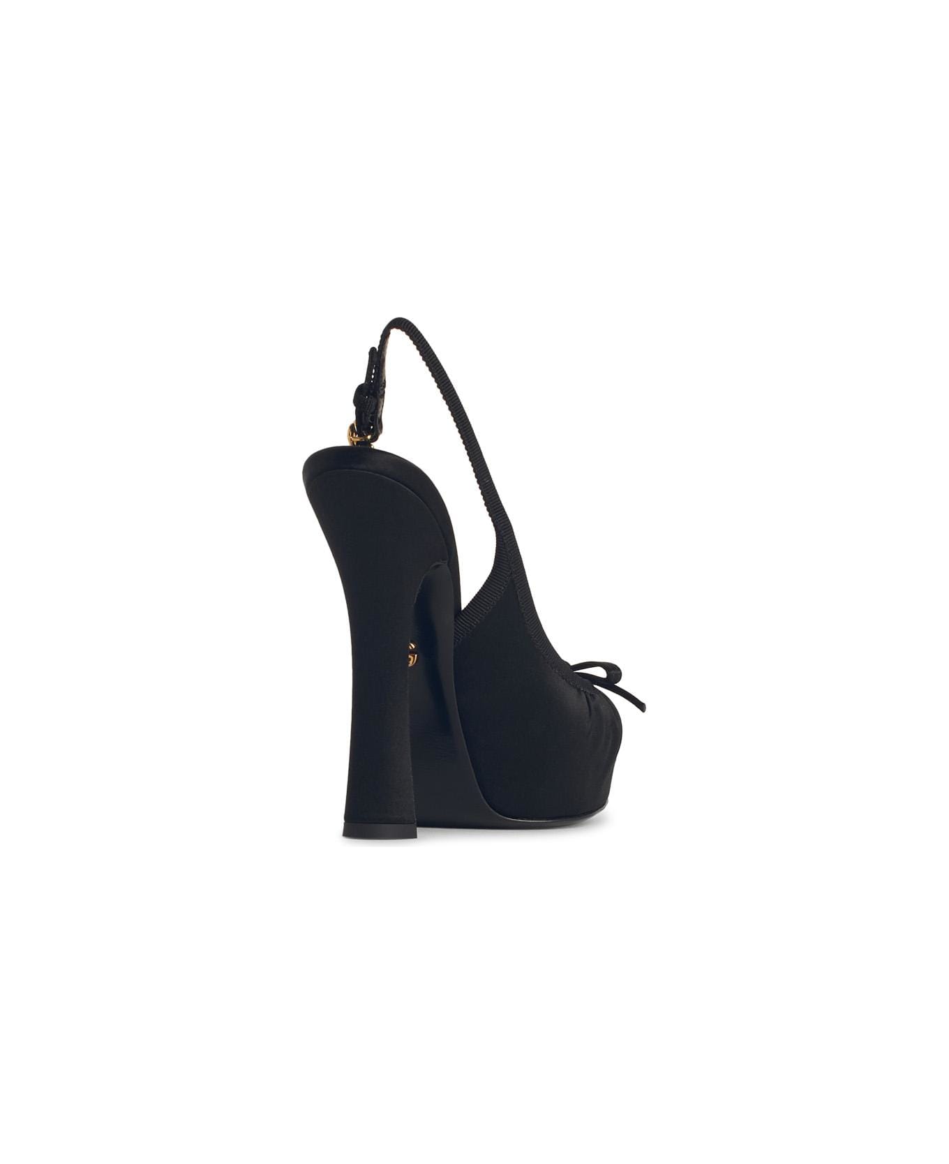 Dolce 
Gabbana Black Satin Sandals - Black
