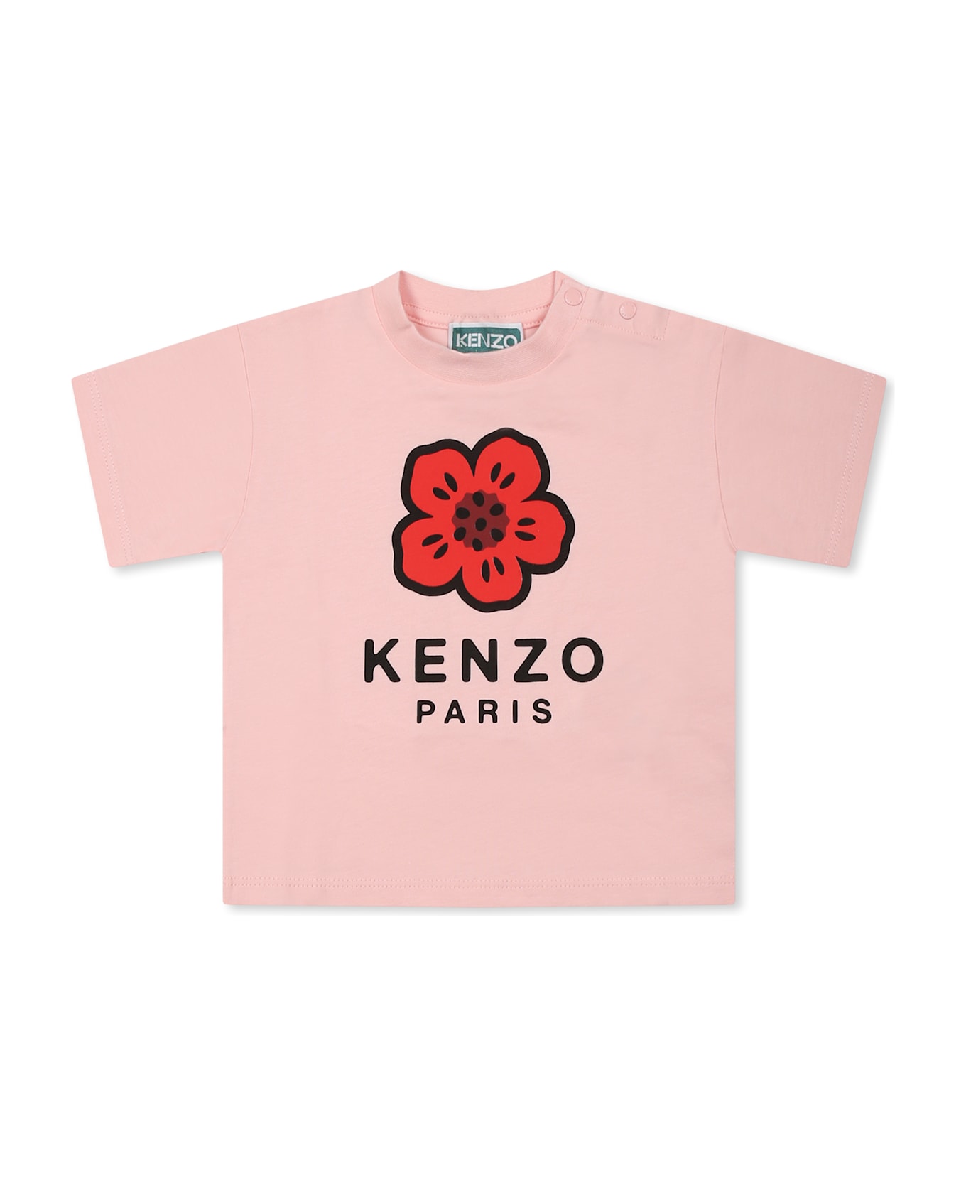 Kenzo Kids Pink T-shirt For Baby Girl Wih Boke Flower - Pink