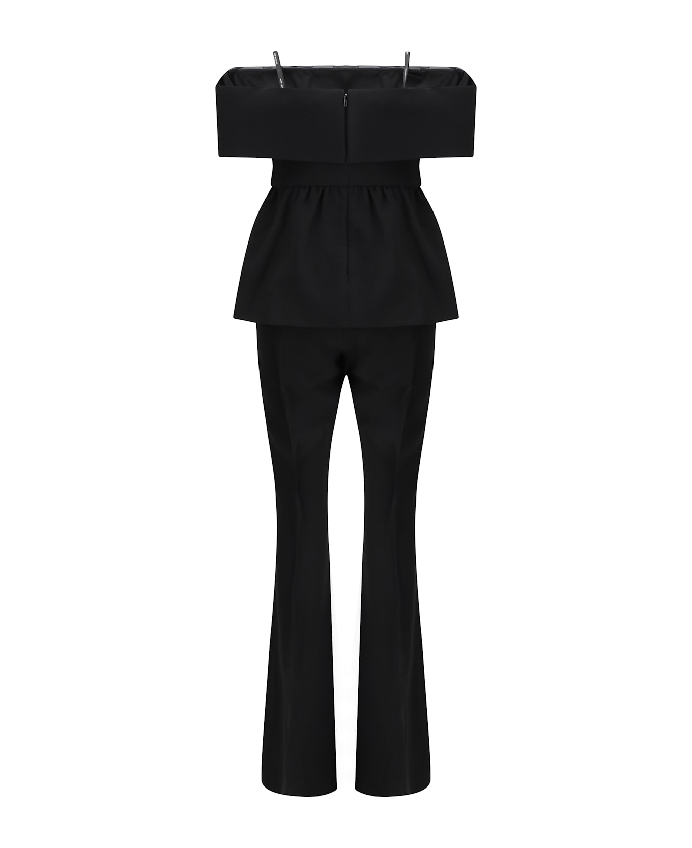 self-portrait Ruffled Crepe Jumpsuit - Black