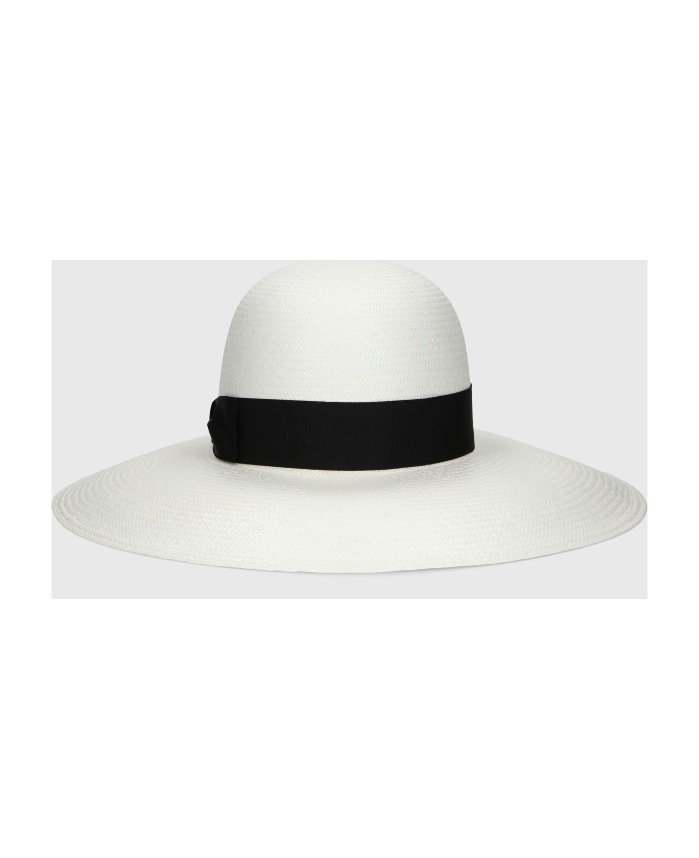 Borsalino Violet Panama Fine - WHITE, BLACK HAT BAND