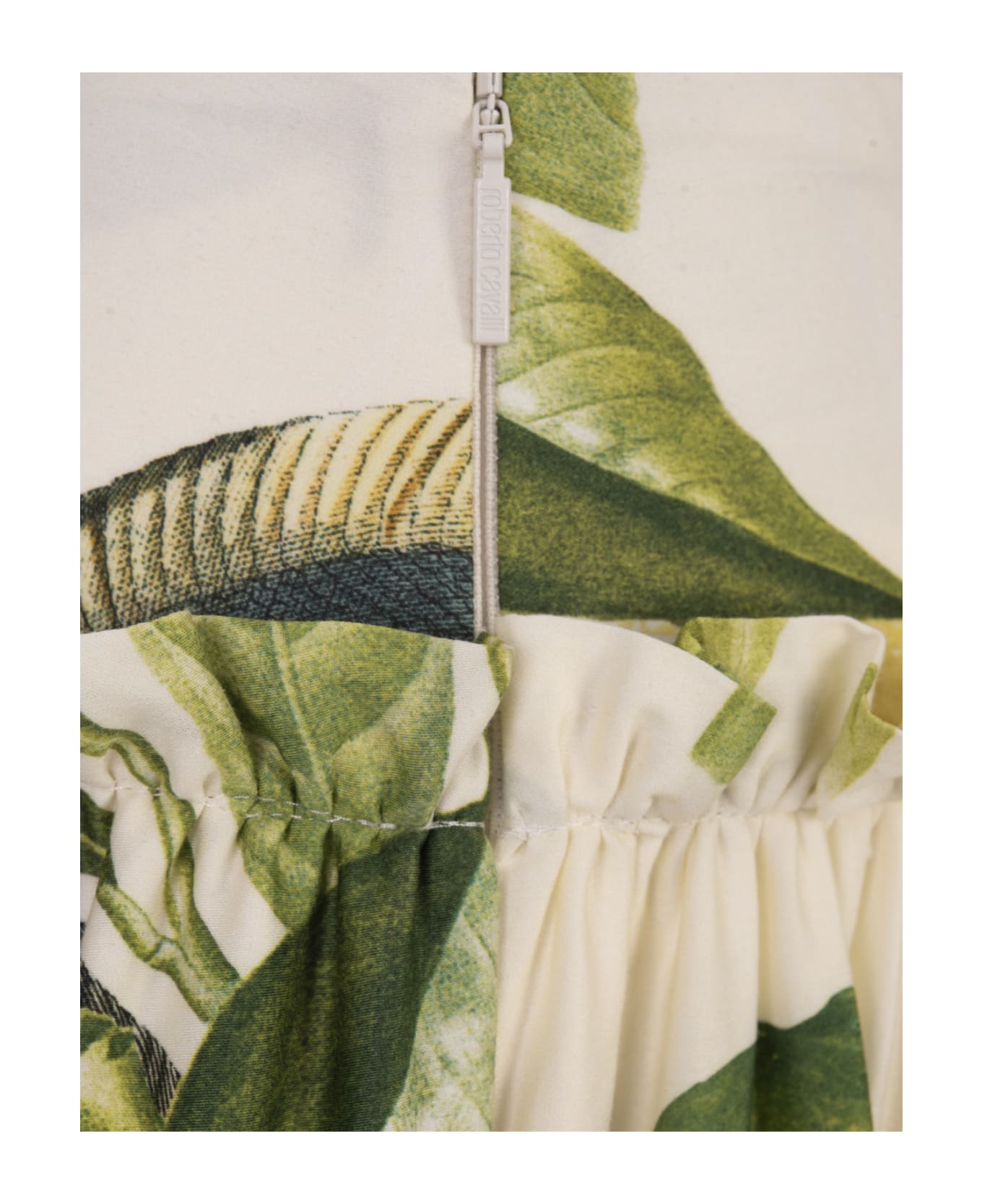 Roberto Cavalli Ivory Pleated Skirt With Lemons Print - White