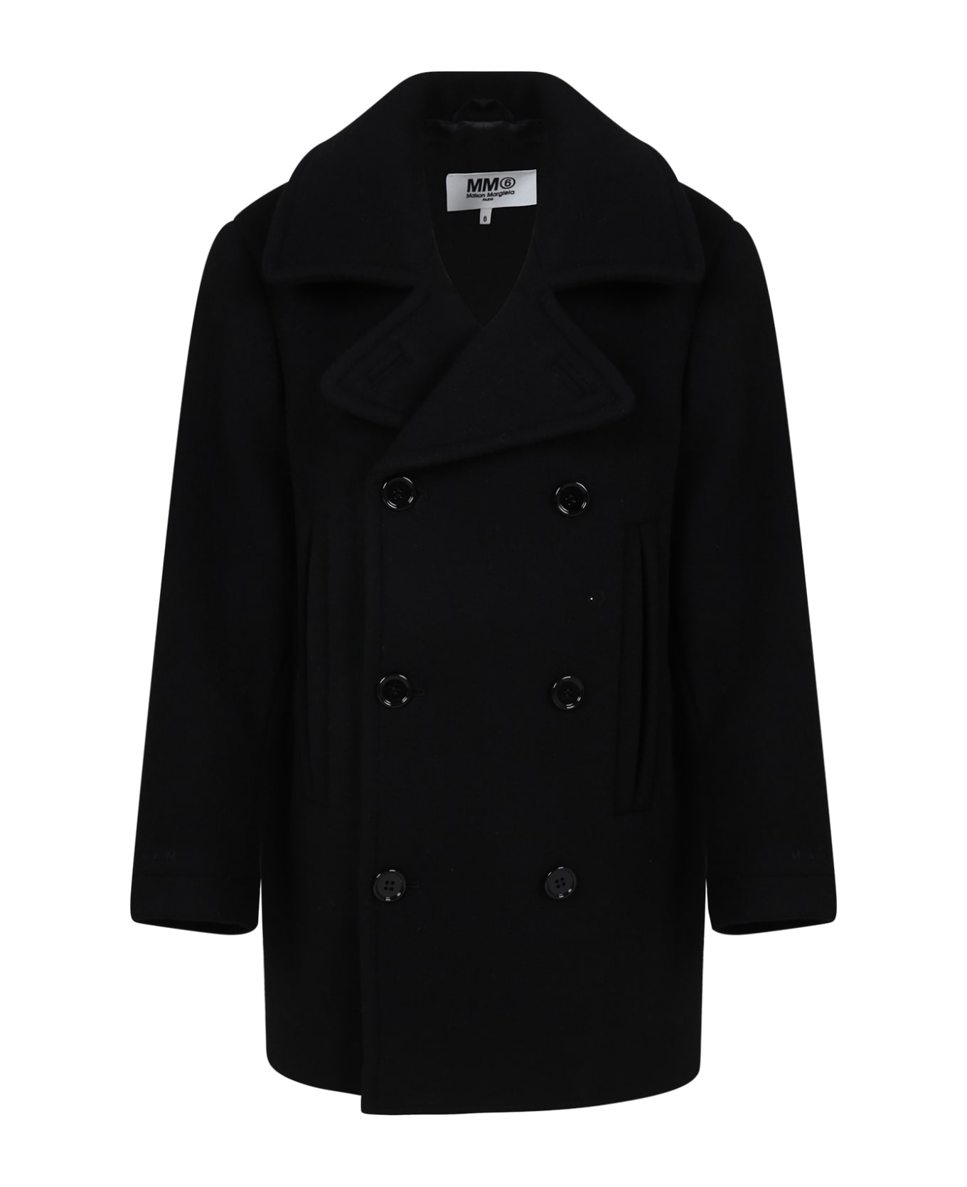 MM6 Maison Margiela Black Coat For Boy With Logo - Black