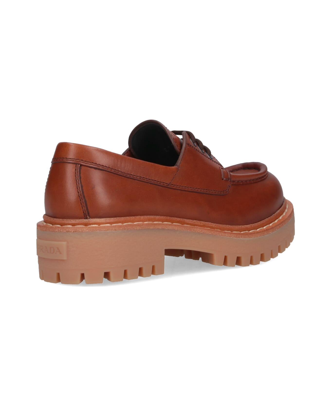 Prada Logo Loafers - Brown フラットシューズ