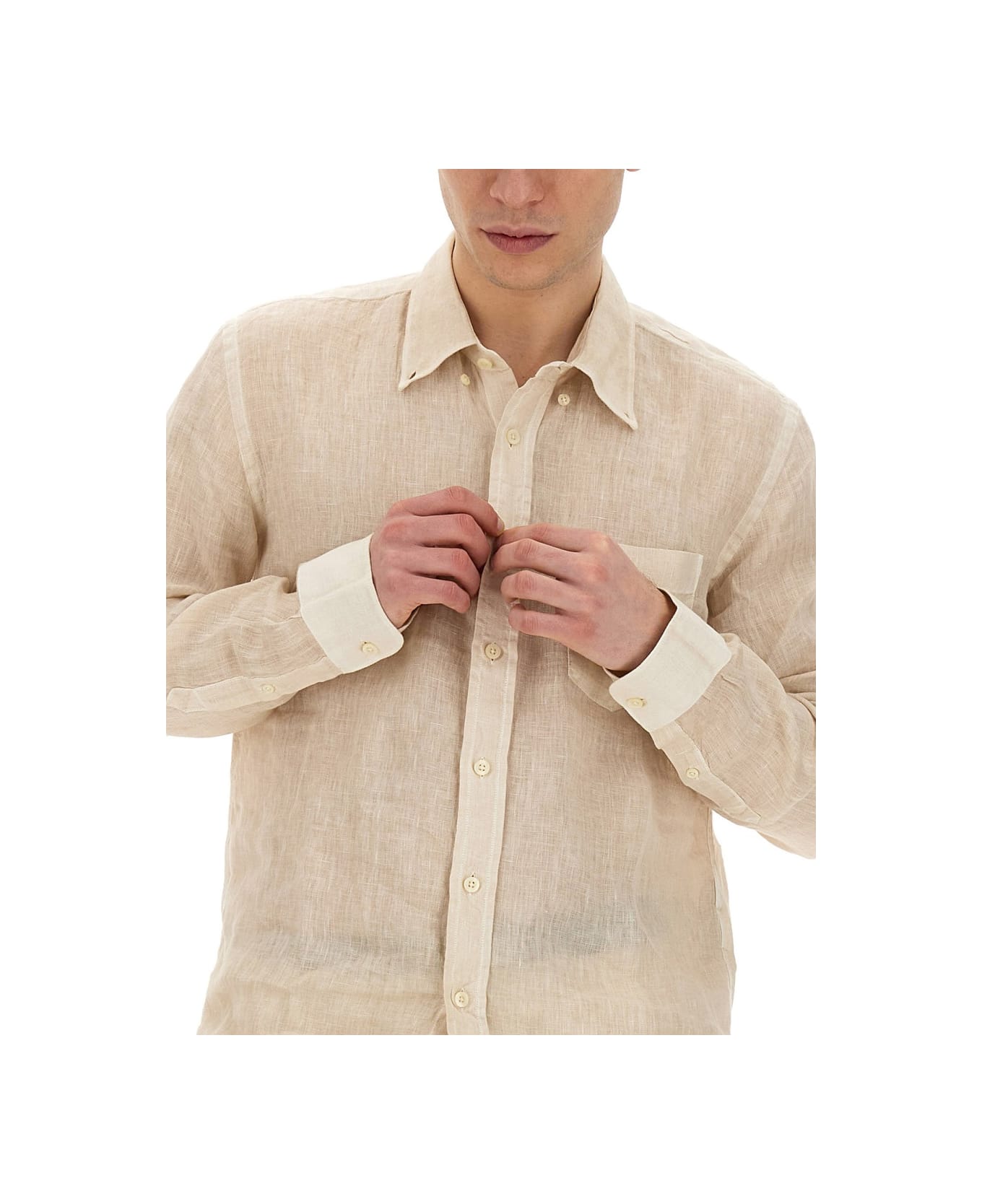 120% Lino Linen Shirt - BEIGE シャツ