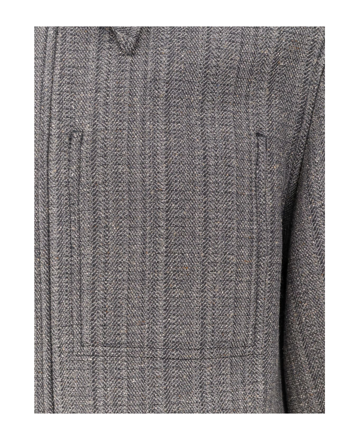Ami Alexandre Mattiussi Wool Blend Overshirt - GRIS IVOIRE