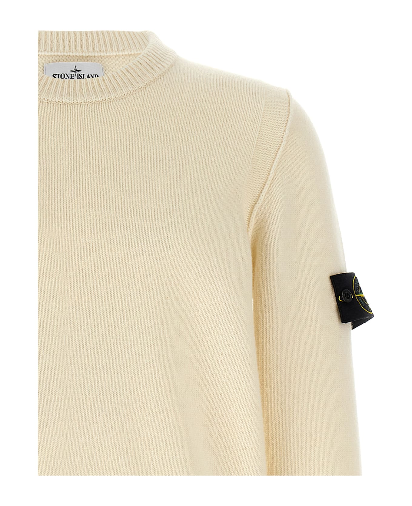 Stone Island Logo Badge Sweater - White