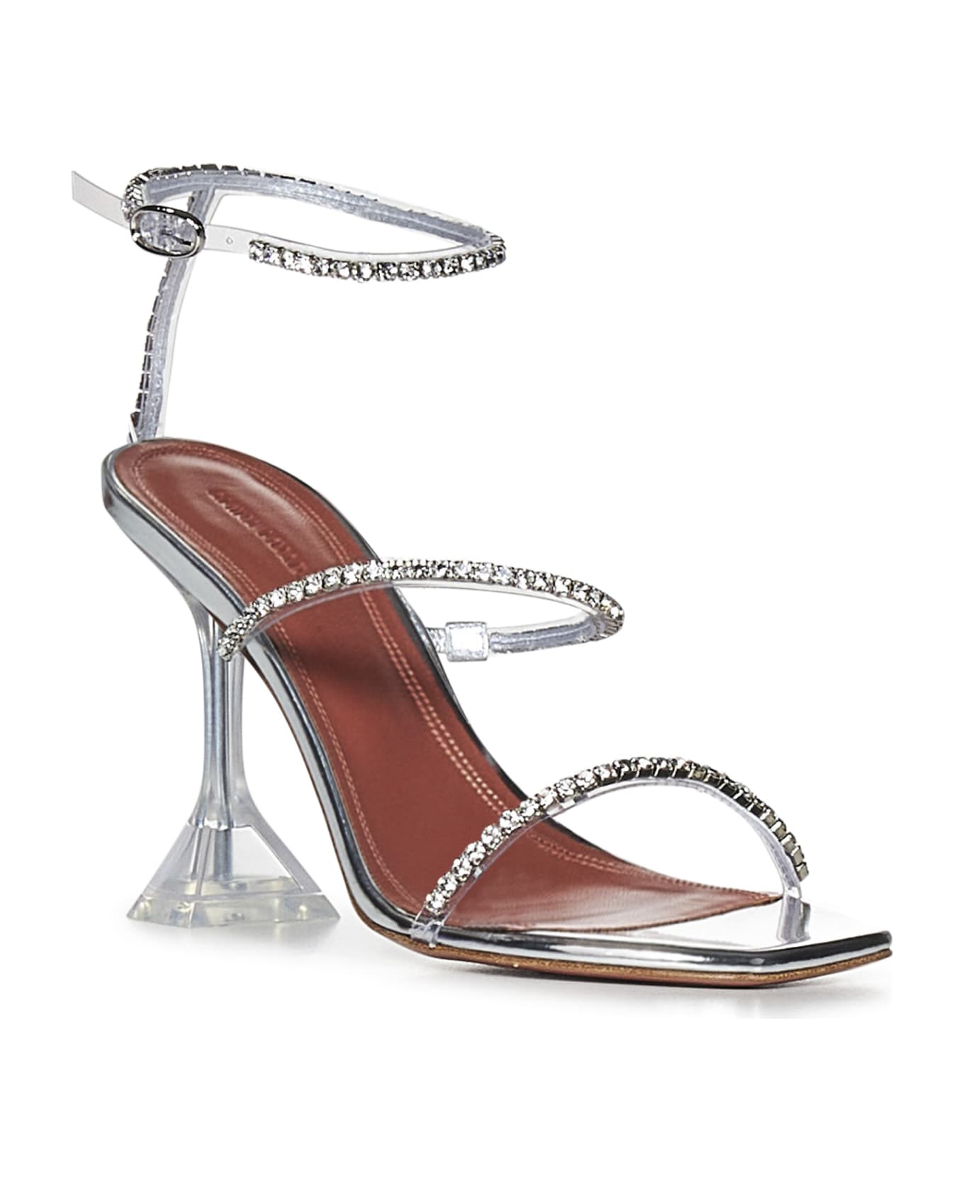 Amina Muaddi Gilda Glass Sandals - Grey