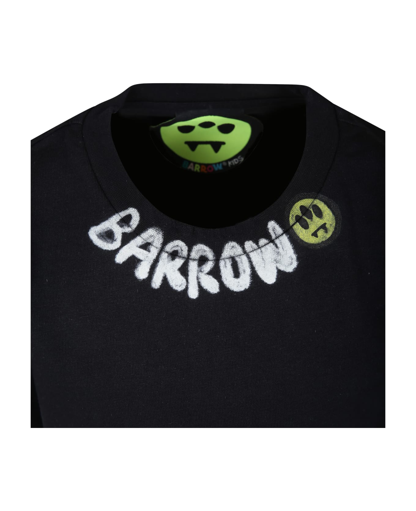 Barrow Black T-shirt For Girl With E Smile Logo - Black