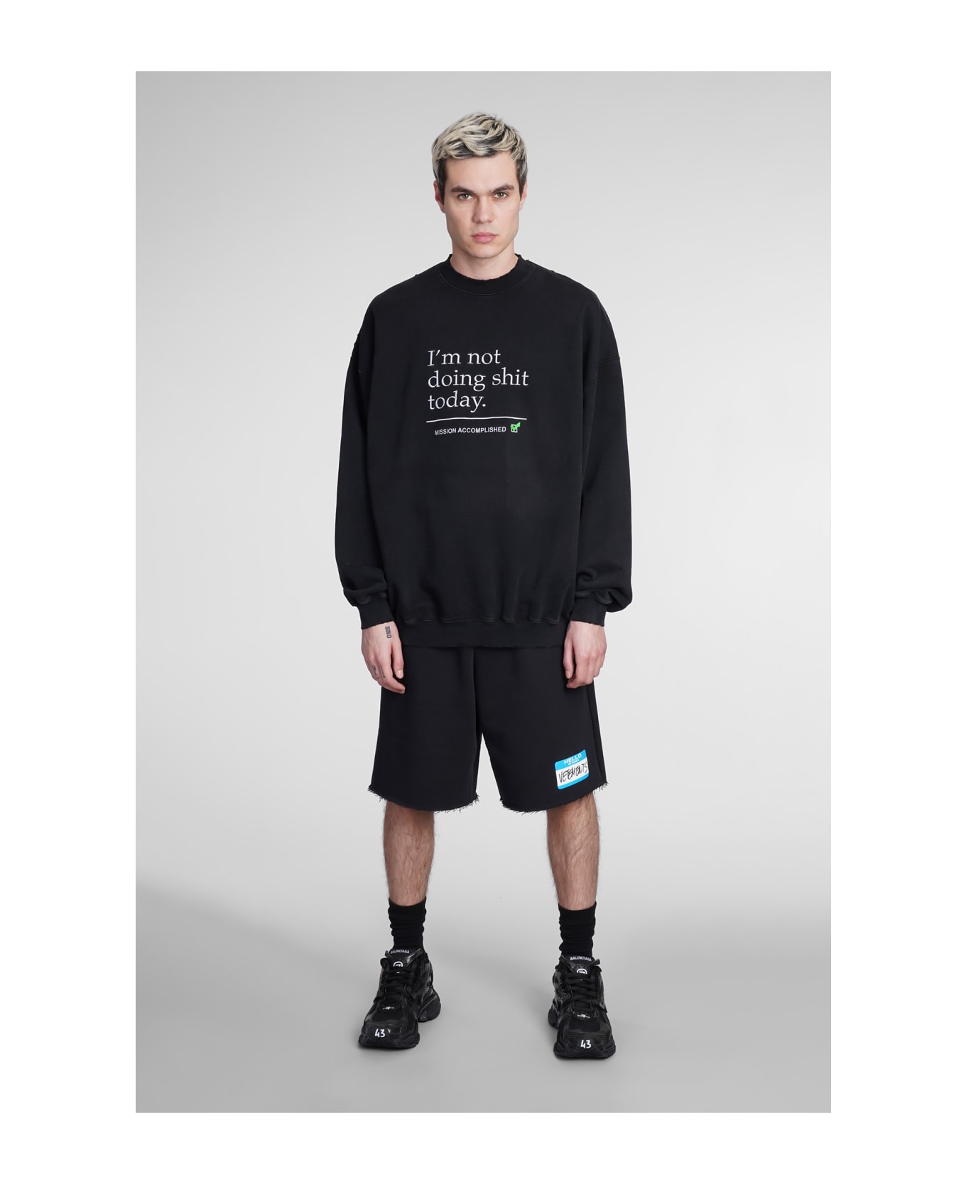 Vetements I'm Not Doing Shit Today Cotton Sweatshirt in Blue