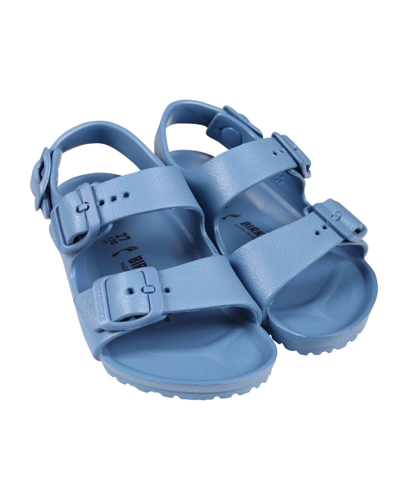 Birkenstock Milano Eva Light Blue Sandals For Kids With Logo - Blue