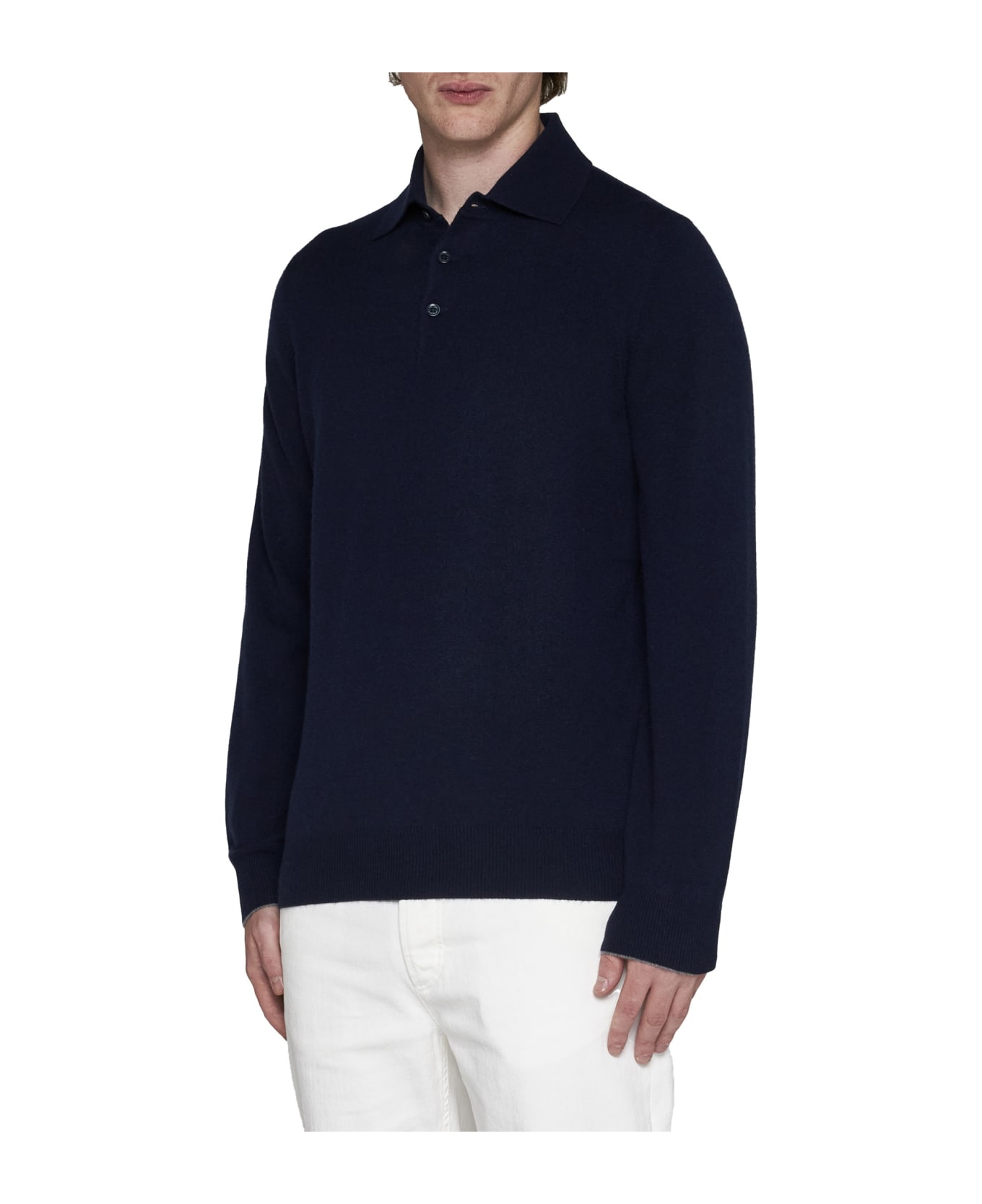 Brunello Cucinelli Cashmere Polo Sweater - Blu