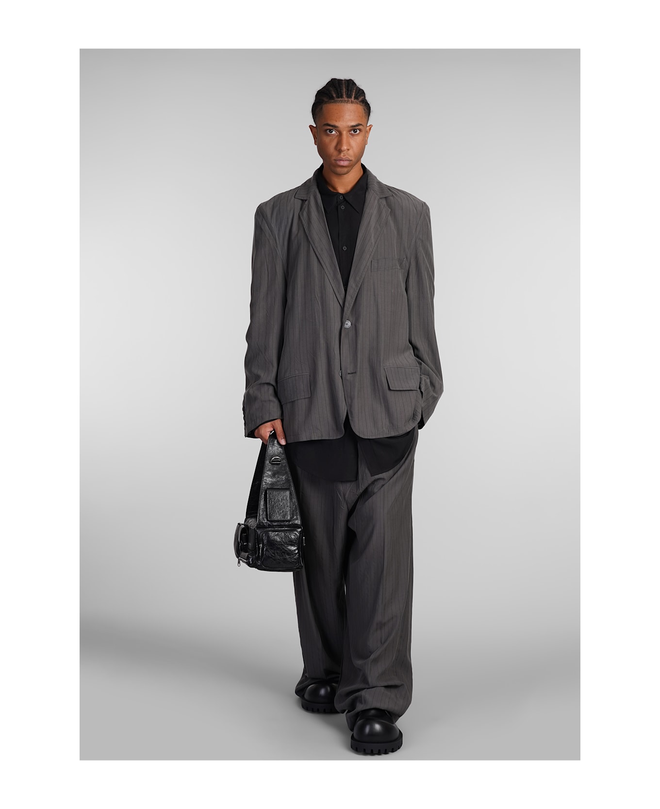 Balenciaga Pants In Green Wool And Polyester - GREYGREEN ボトムス