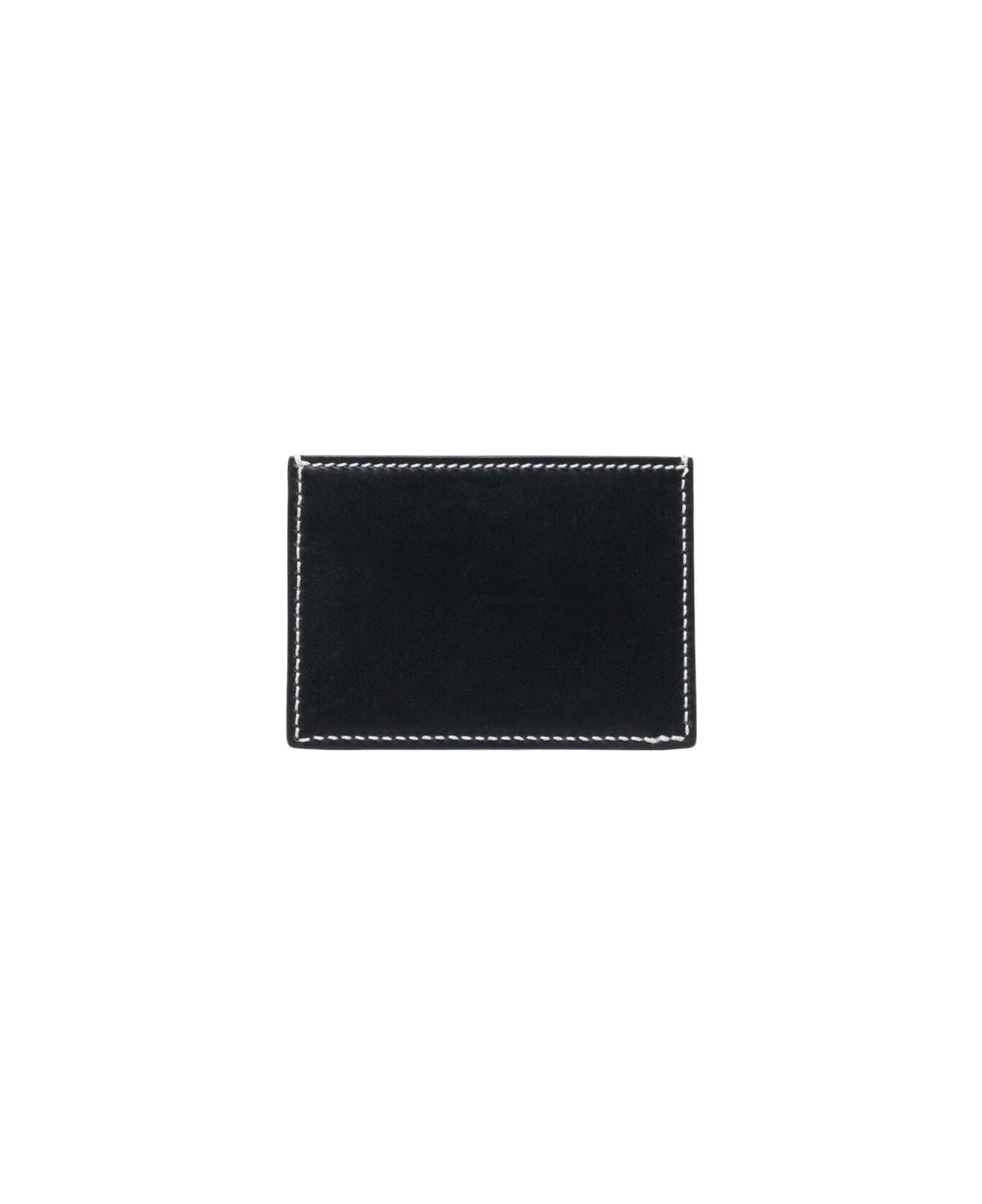 Thom Browne Blue Card-holder With Tricolor Detail And Embossed Logo In Smooth Leather Man - Blu