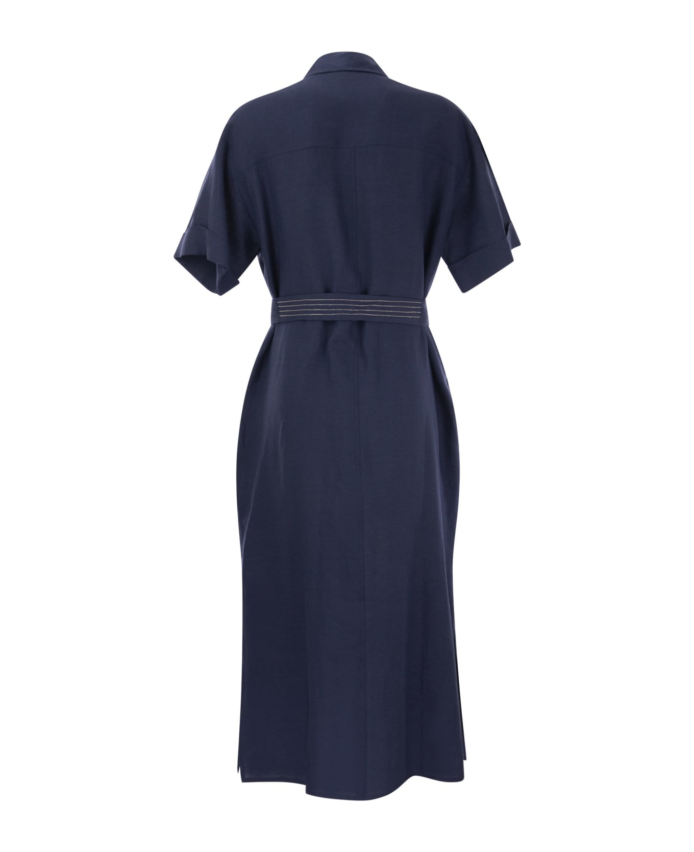 Peserico Linen Chemisier Dress - Blue ワンピース＆ドレス