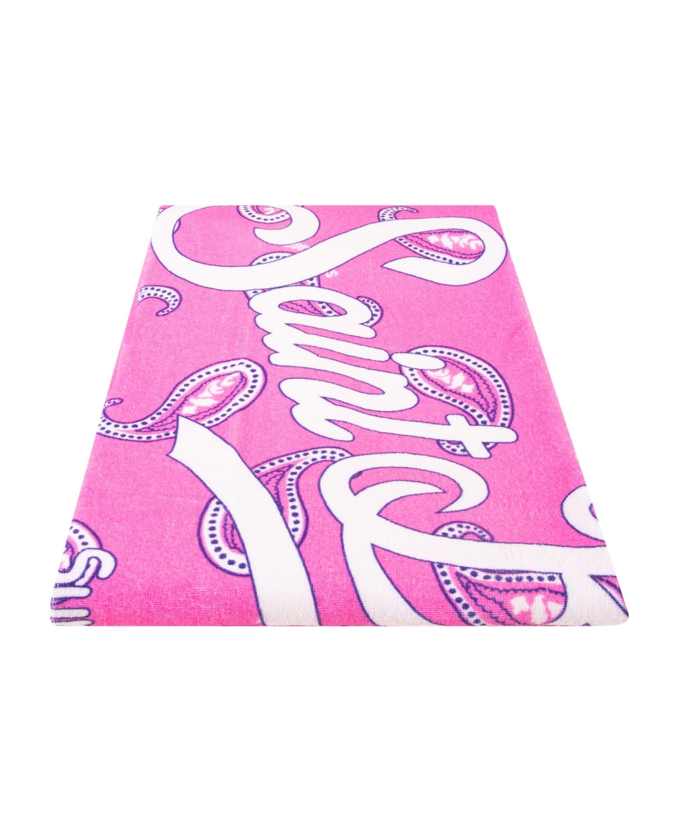 MC2 Saint Barth Soft Terry Beach Towel With Pink Paisley Print - PINK