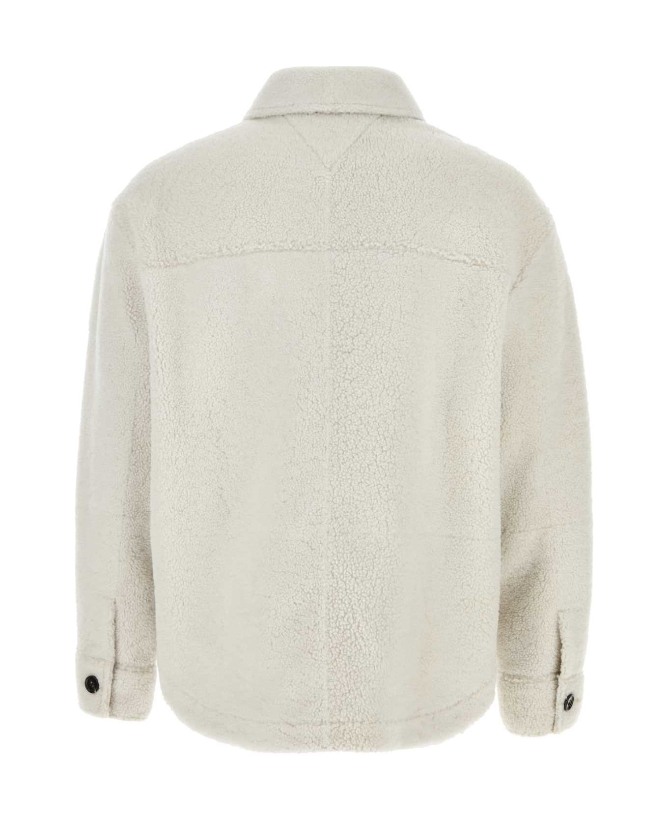 Bottega Veneta Chalk Shearling Oversize Shirt - POPCORN