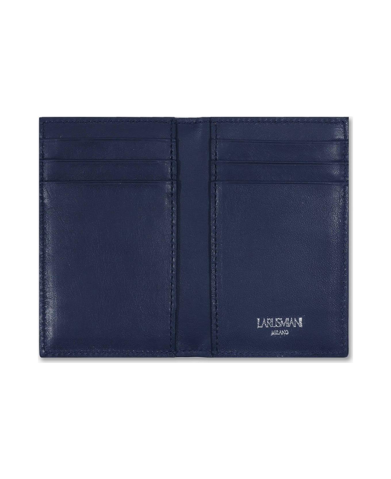 Larusmiani Vertical Alligator Card Holder Pesos Wallet - Blue