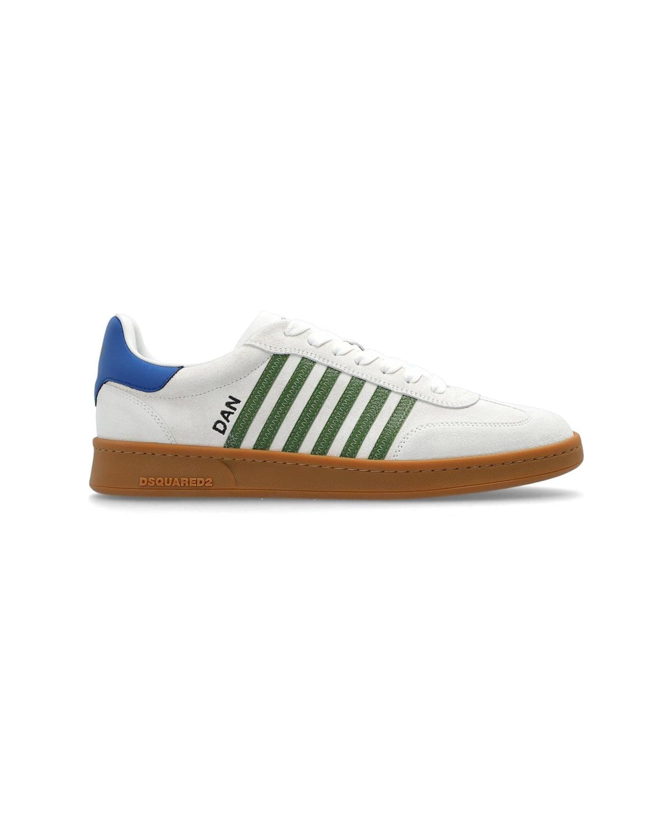 Dsquared2 Stripe Pattern Low-top Sneakers - WHITEGREENLIGHTBLUE