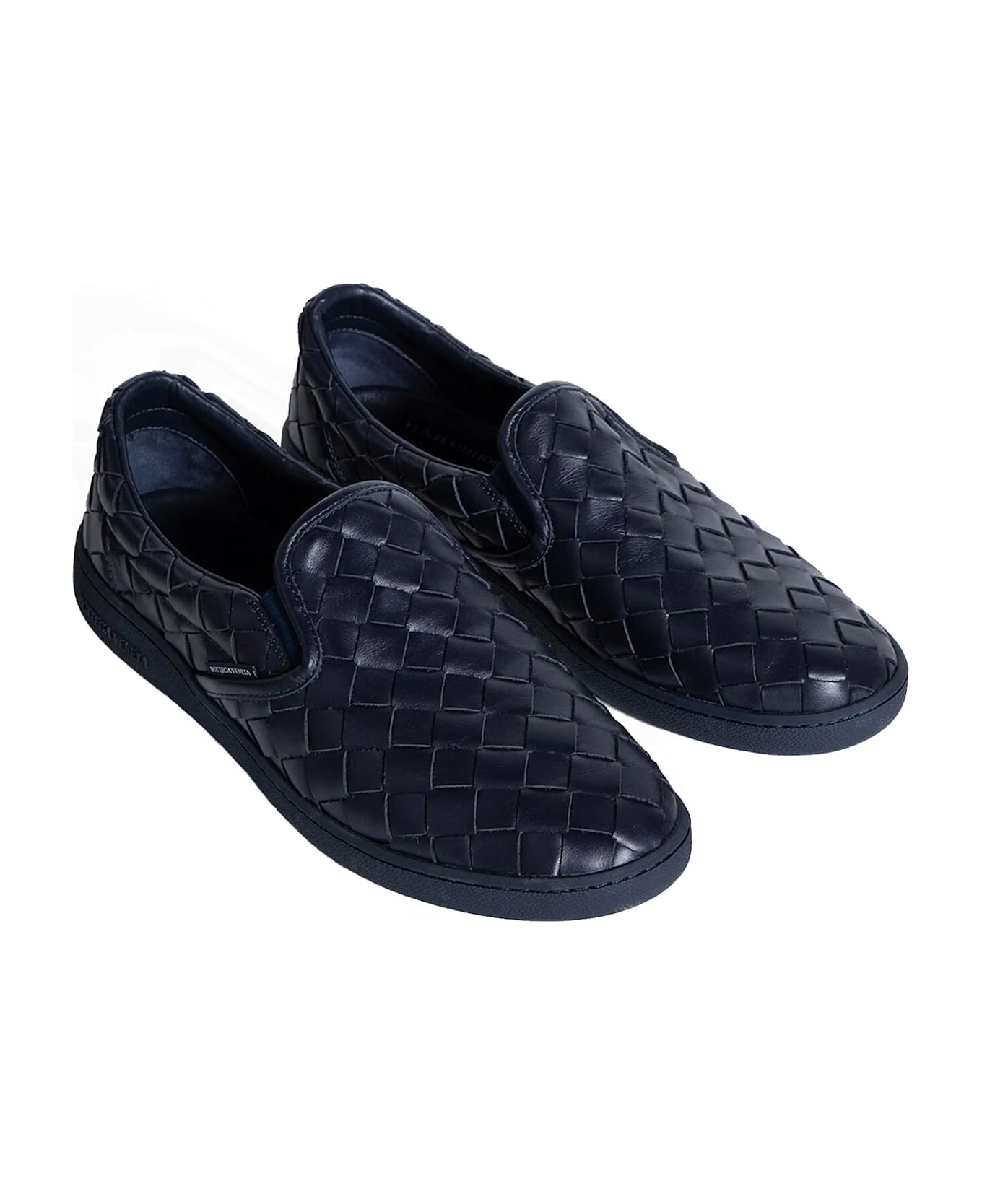 Bottega Veneta Intrecciato Leather Sneakers - Blue