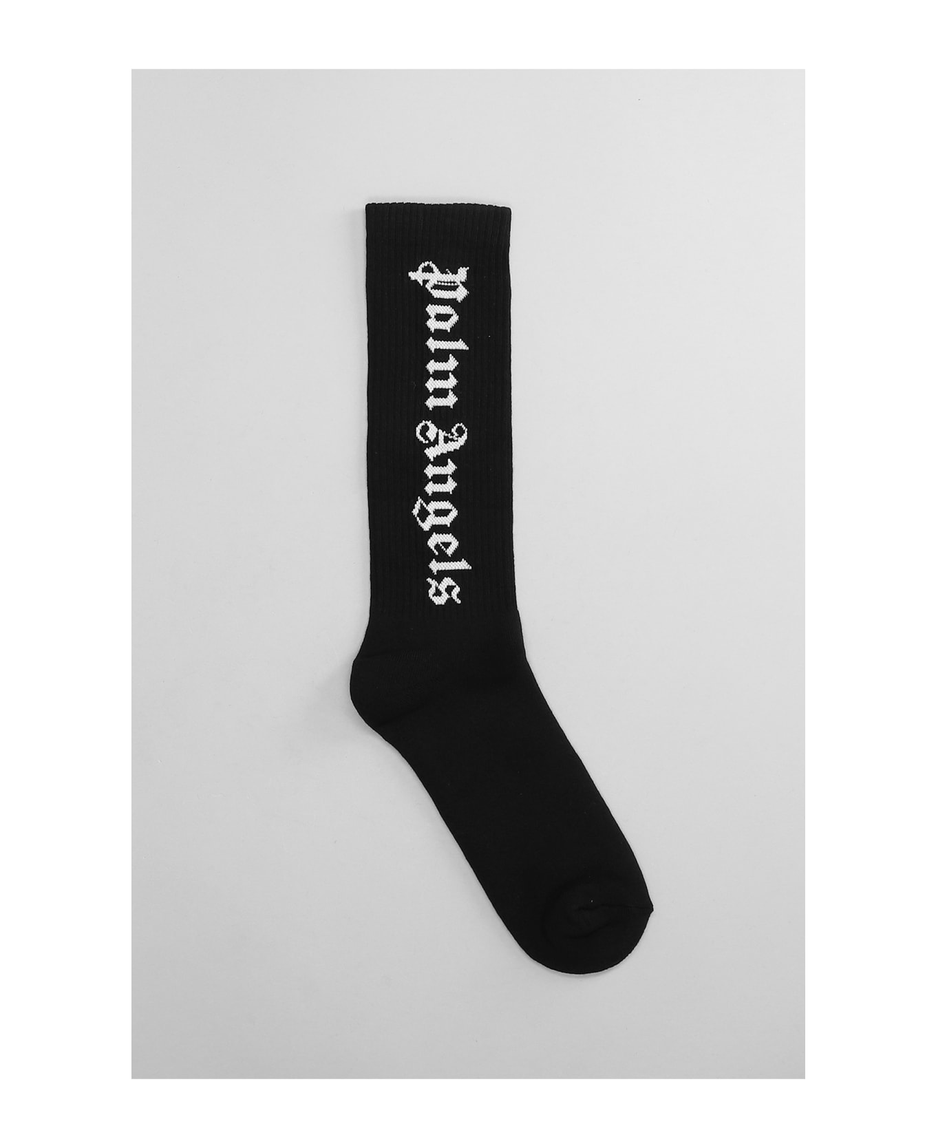 Palm Angels Socks In Black Cotton - BLACK-WHITE