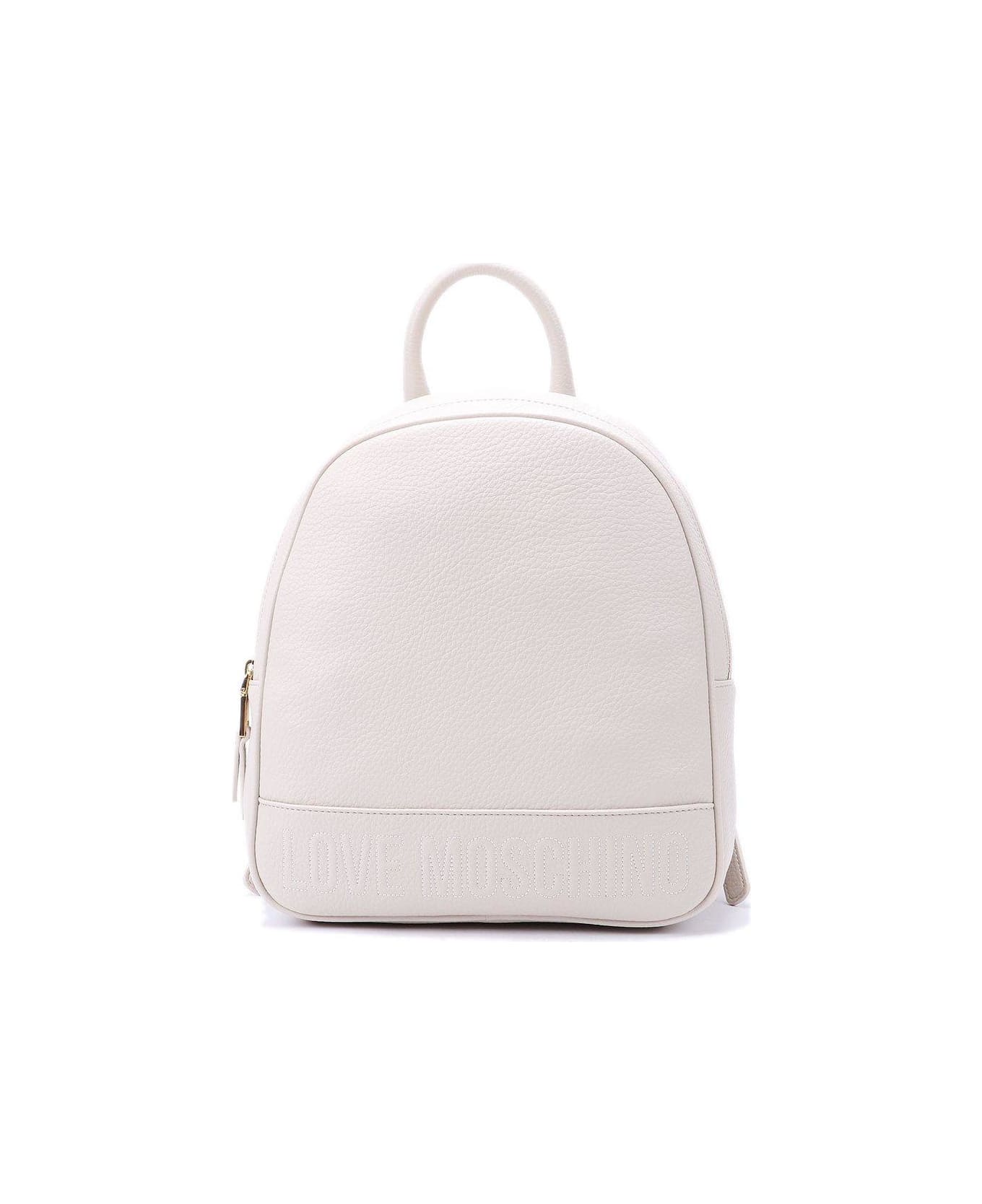 Moschino Logo-embossed Zipped Backpack - Avorio