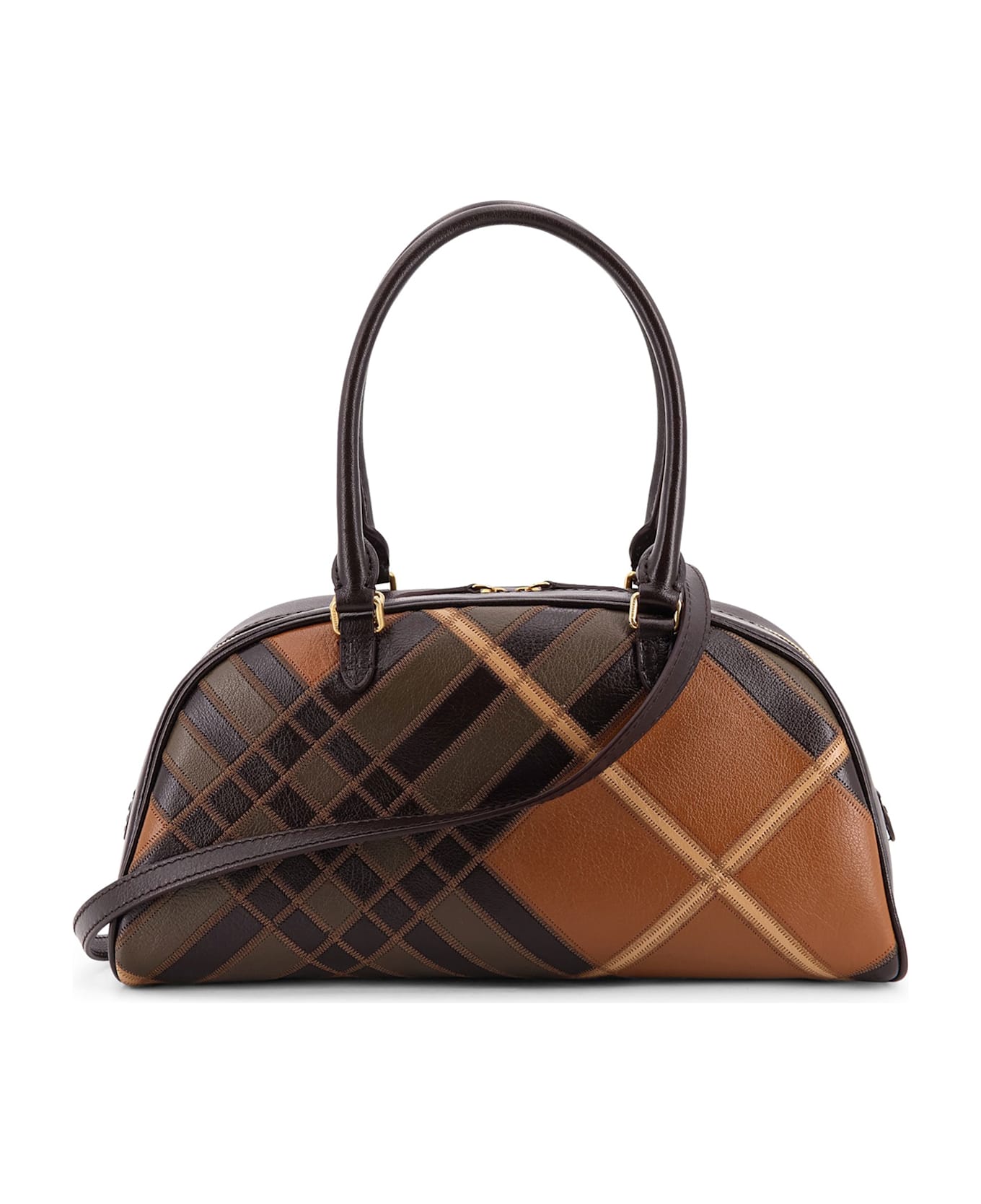 Burberry Highlands Bowling Medium Leather Handbag - HAZEL