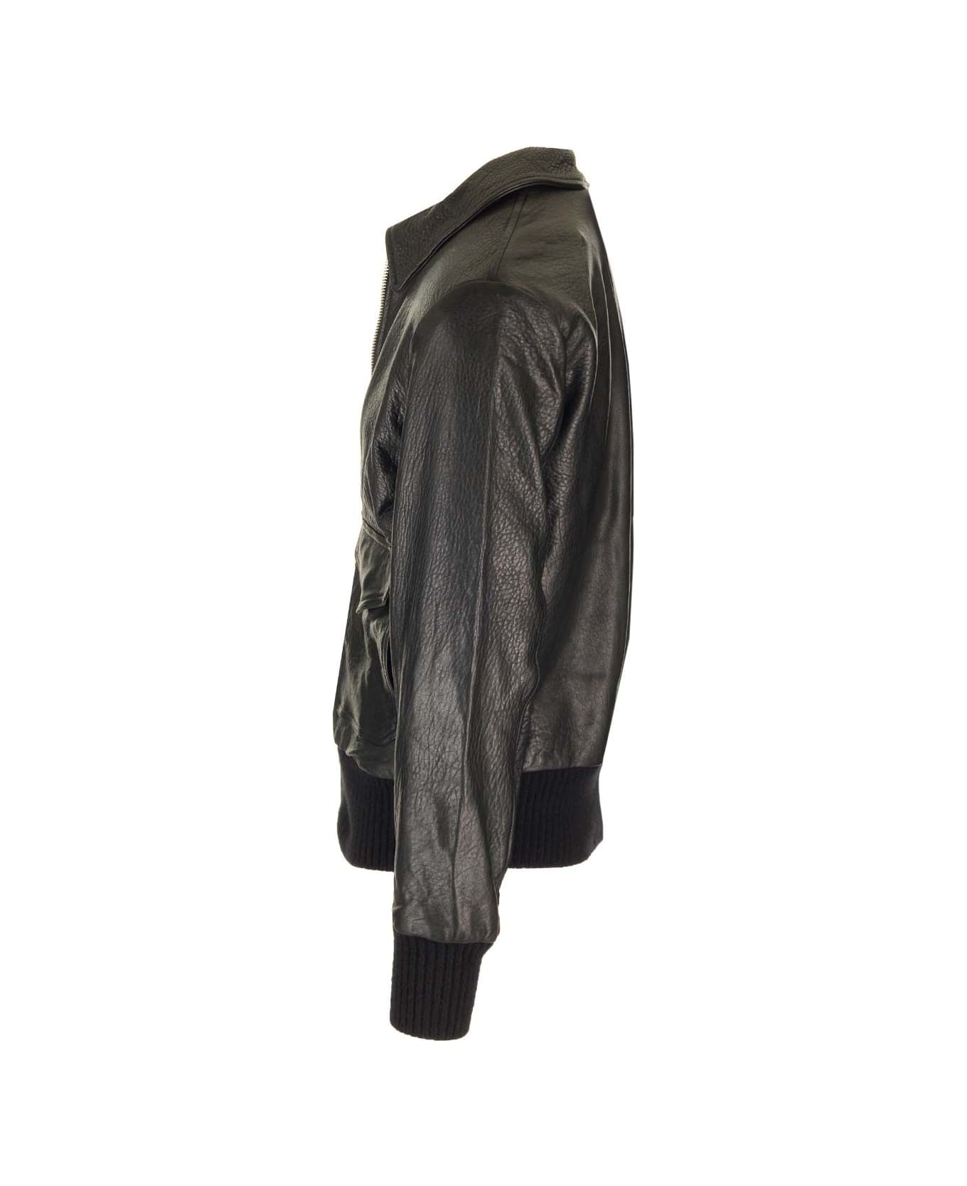 Giorgio Brato Black Leather Jacket - Black