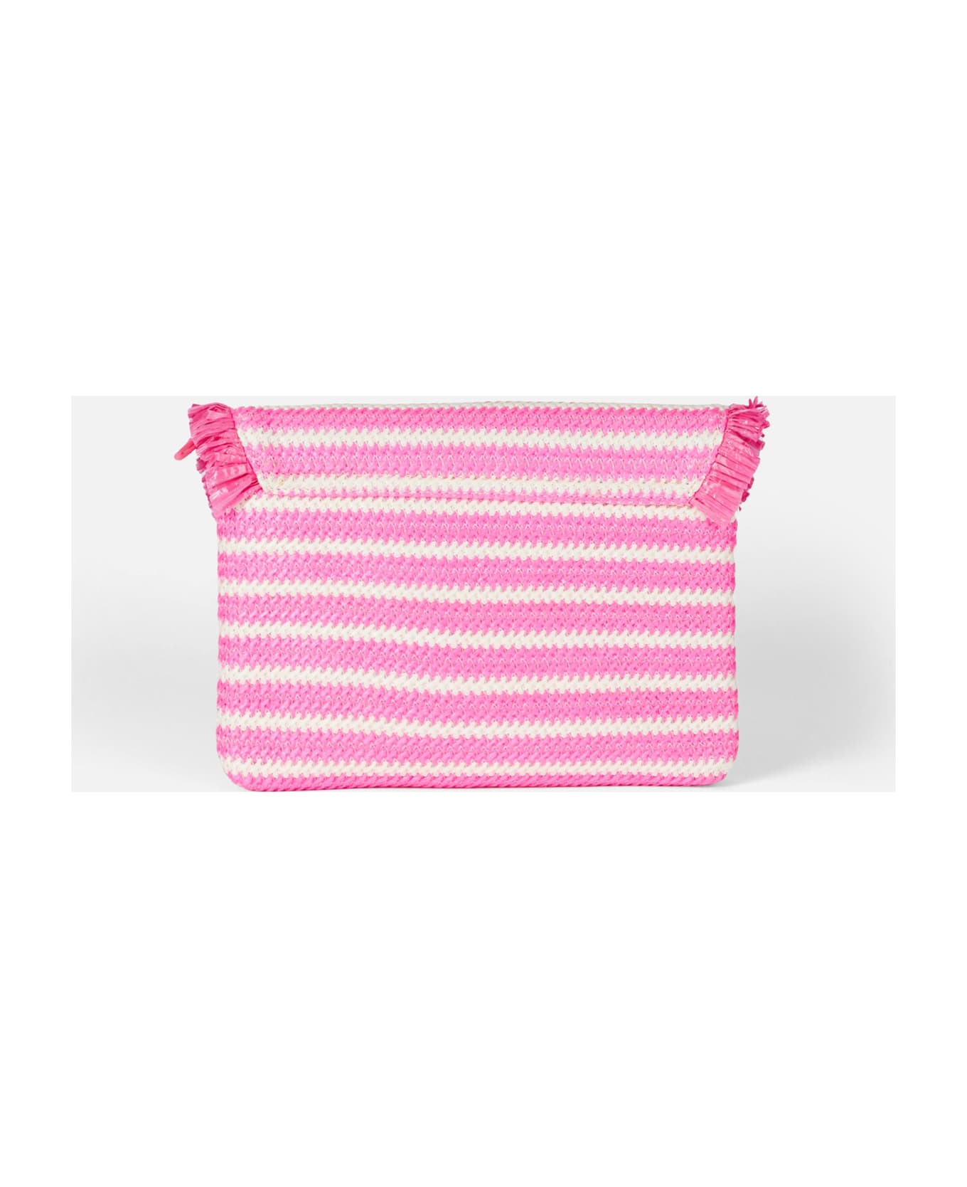 MC2 Saint Barth Straw Pochette With Fringes And Stripes - PINK