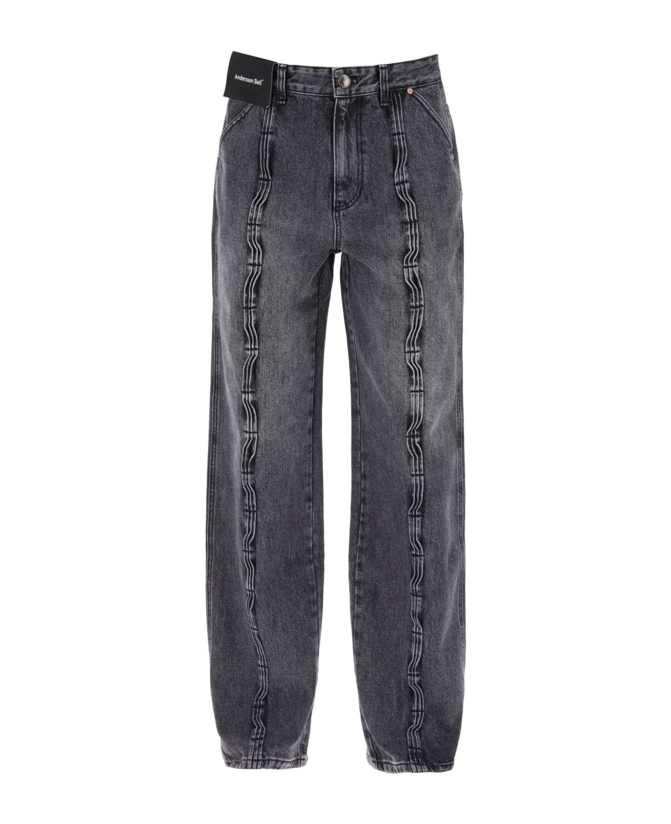 Andersson Bell Wave Wide Leg Jeans - WASHED BLACK (Grey)