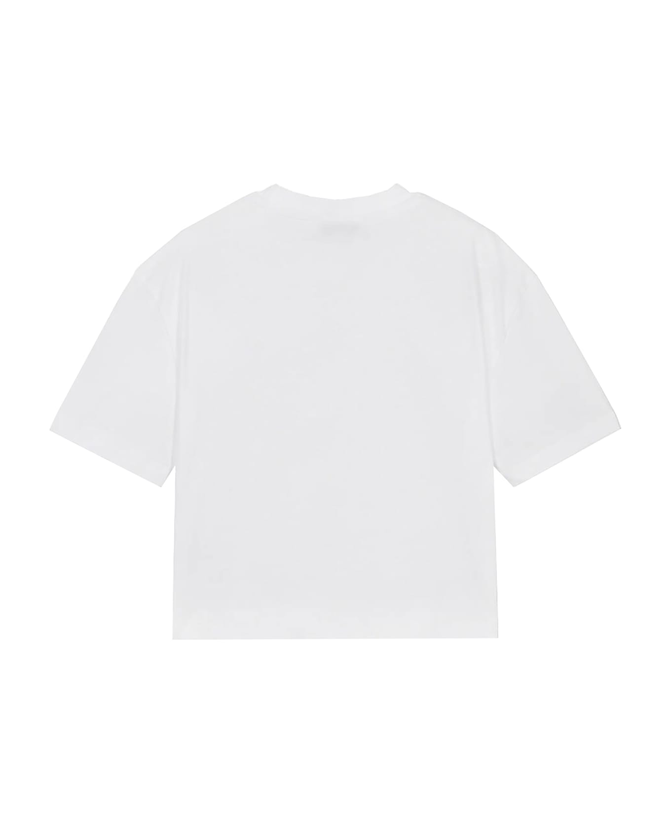 MSGM White T-shirt For Girl With Logo - Bianco