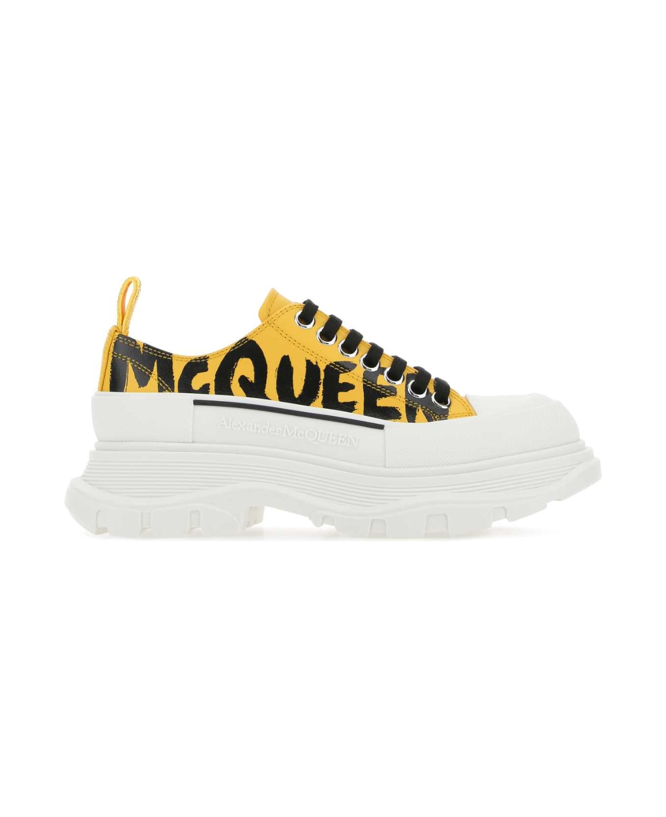 Alexander McQueen Yellow Leather Tread Slick Sneakers - 7086 ウェッジシューズ