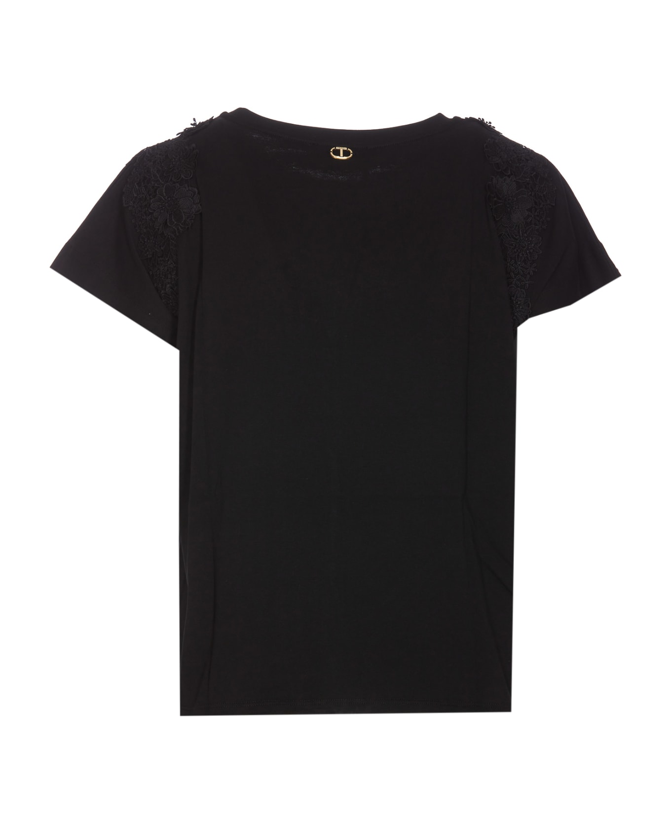 TwinSet T-shirt With Lace Details - Black Tシャツ