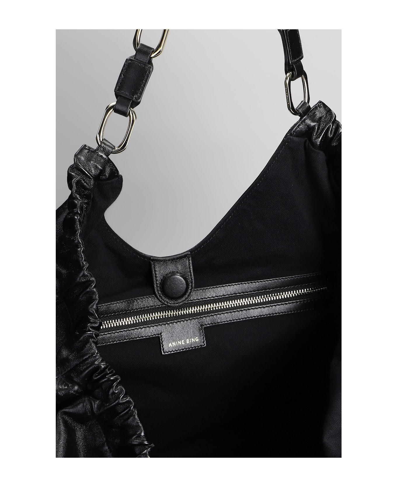 Anine Bing Kate Tote In Black Leather - black