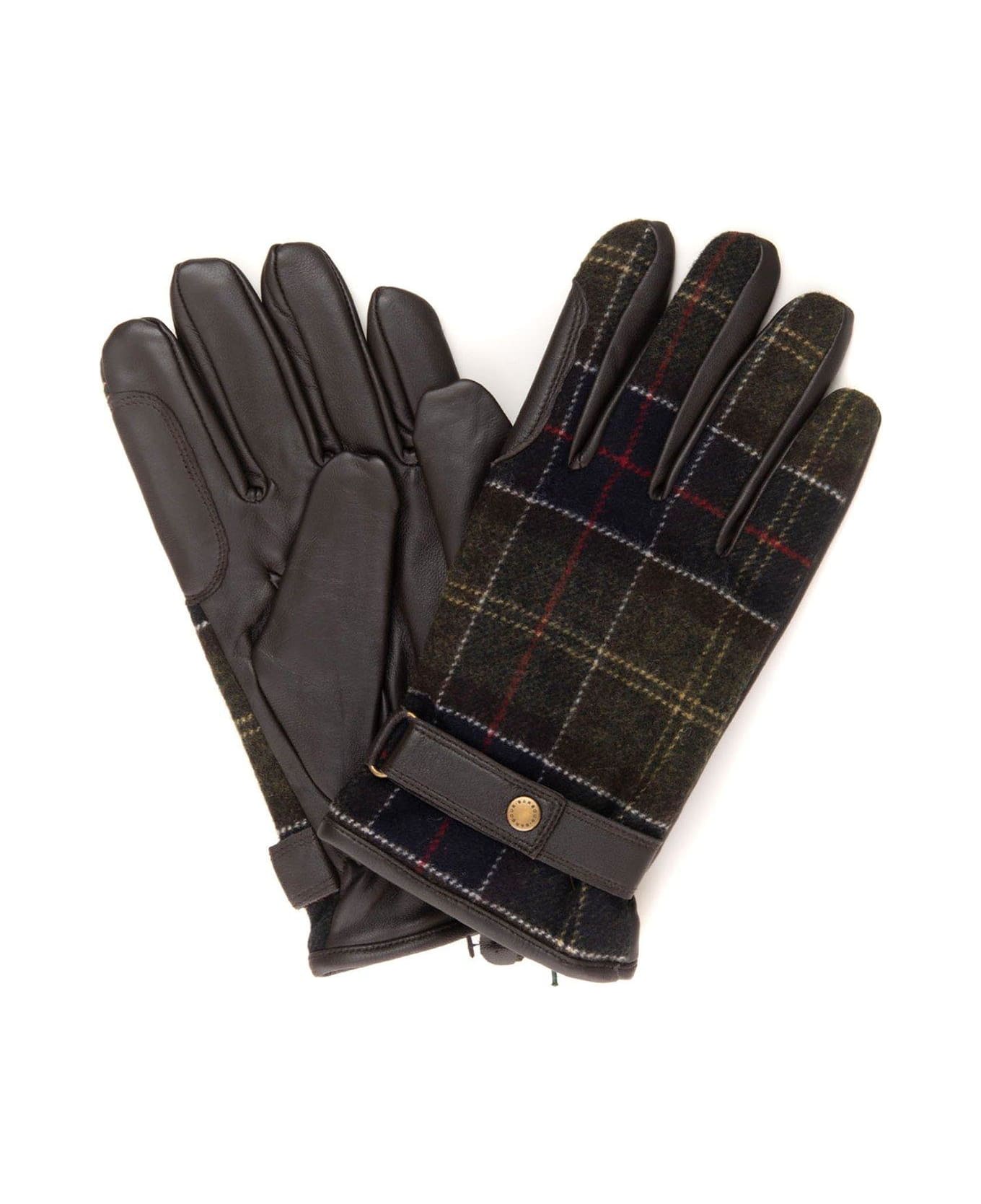 Barbour Tartan Panelled Gloves - GREEN