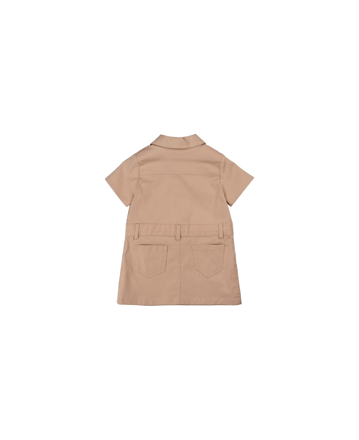 Fendi Beige Dress With Teddy Bear Embroidery - Brown