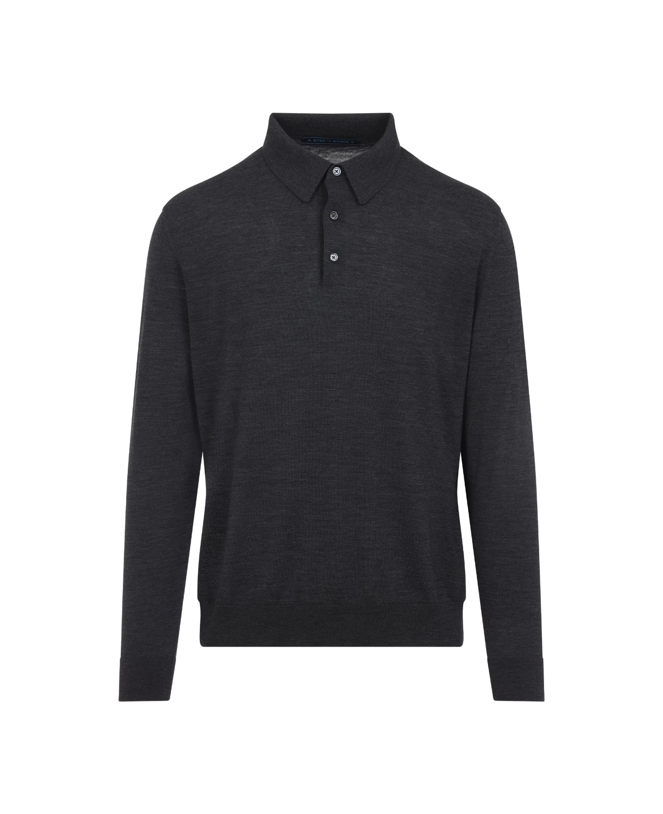 Kiton Wool Polo - Medium Grey Melange